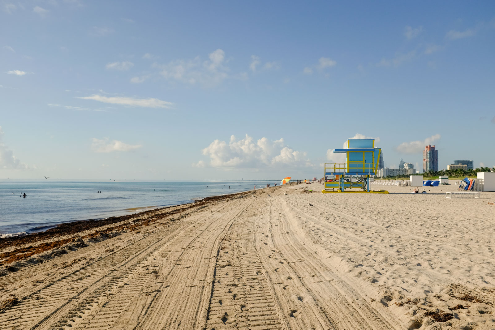 View of Miami Beach with a lifeguard stand