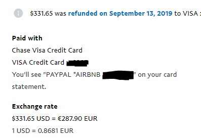 screenshot of paypal charge: 287.9 euro = 331.65 usd