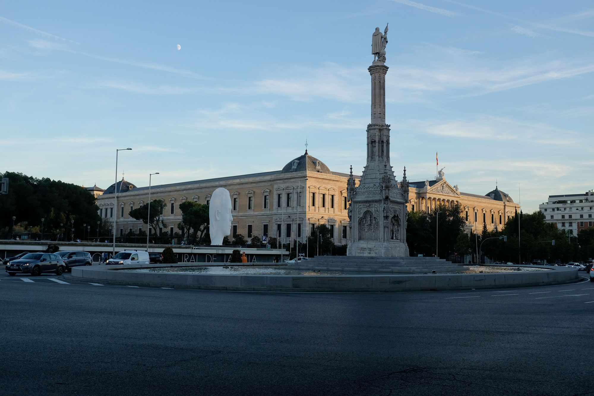 View of Christopher Columbus statue (he is facing the wrong way)