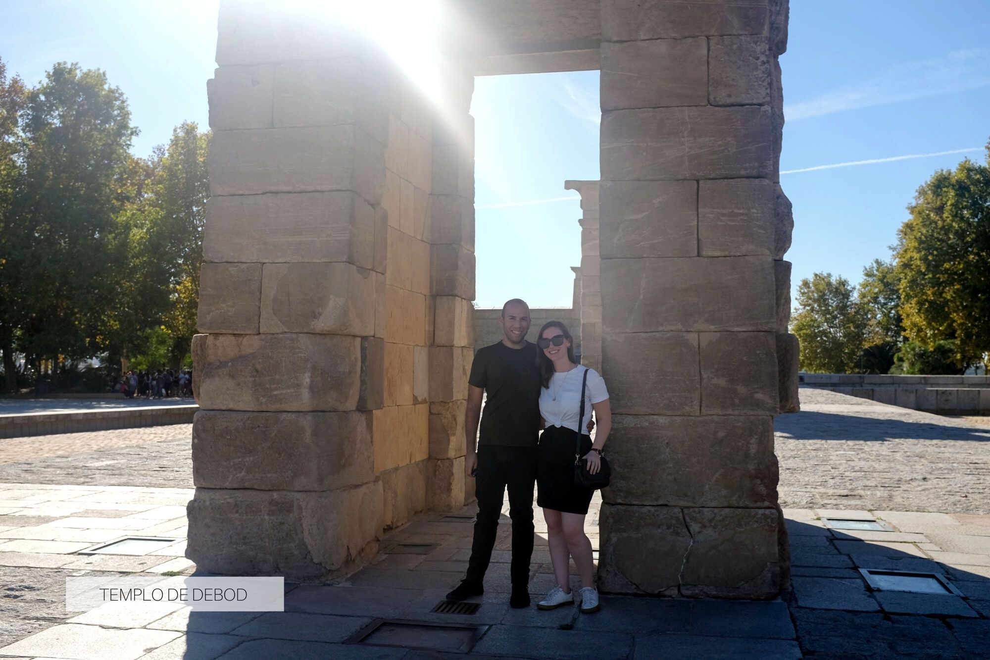 Alyssa and Michael standing outside of the Templo de Debod
