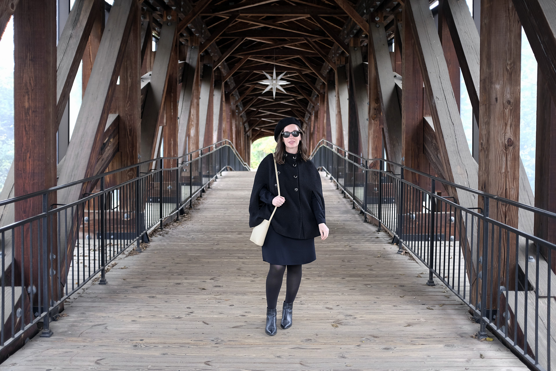 Alyssa stands in front of the Old Salem Bridge