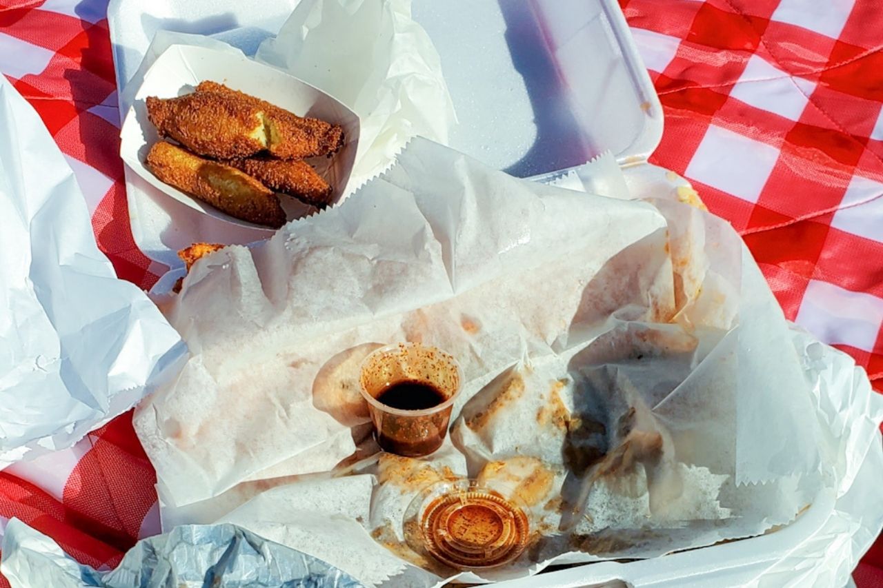 BBQ from B-B-Q Center on a picnic blanket