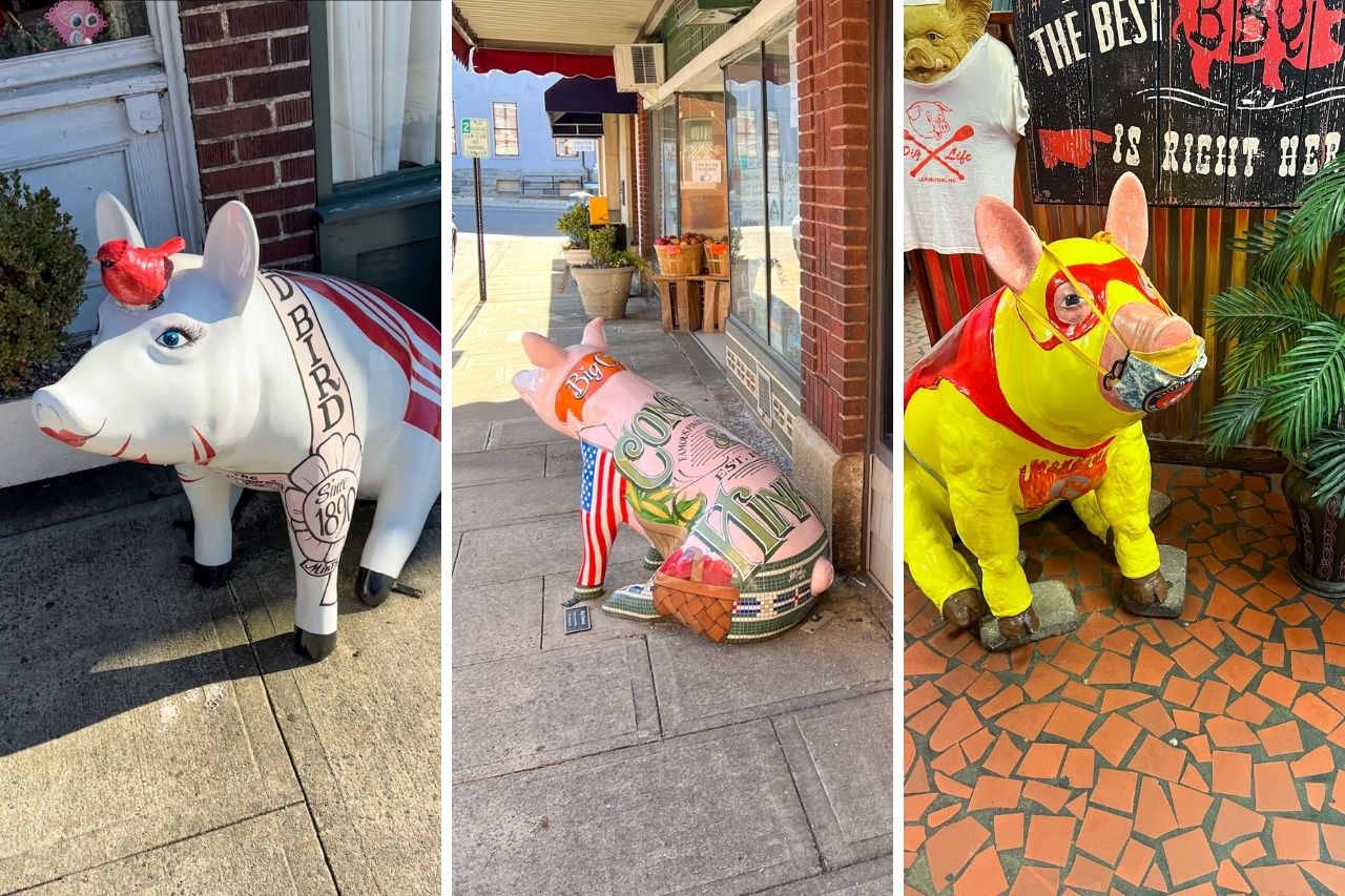Three of Lexington's Pigs in the City: Red Bird, Conrad and Hinkle, and Speedys