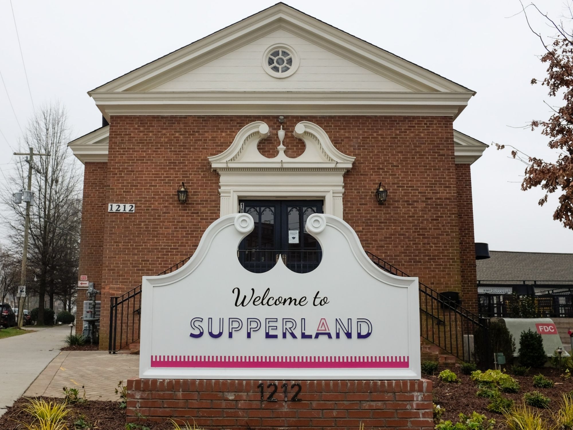 Exterior of Supperland on an overcast day