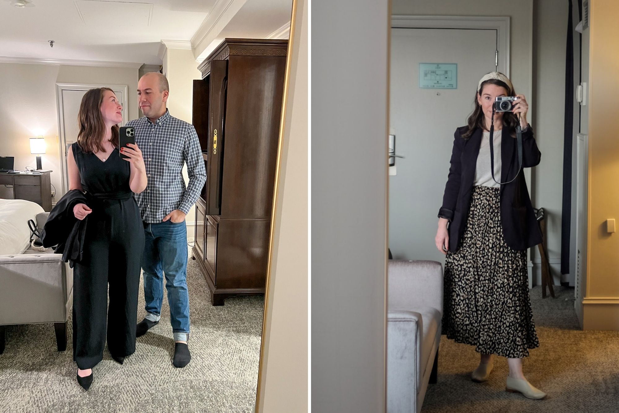 Two photos in the full length mirror - Alyssa and Michael together, and Alyssa alone