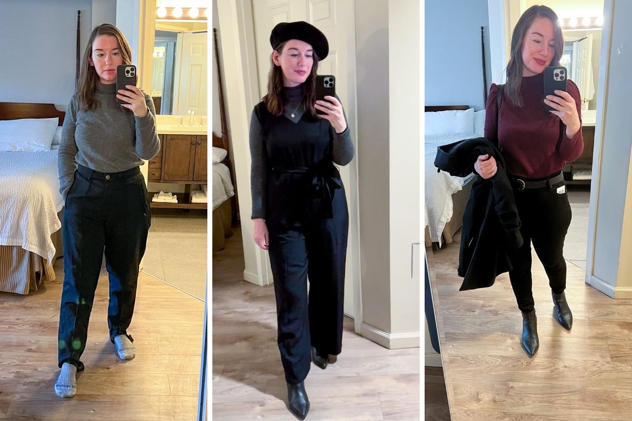 Collage of Alyssa in three outfits