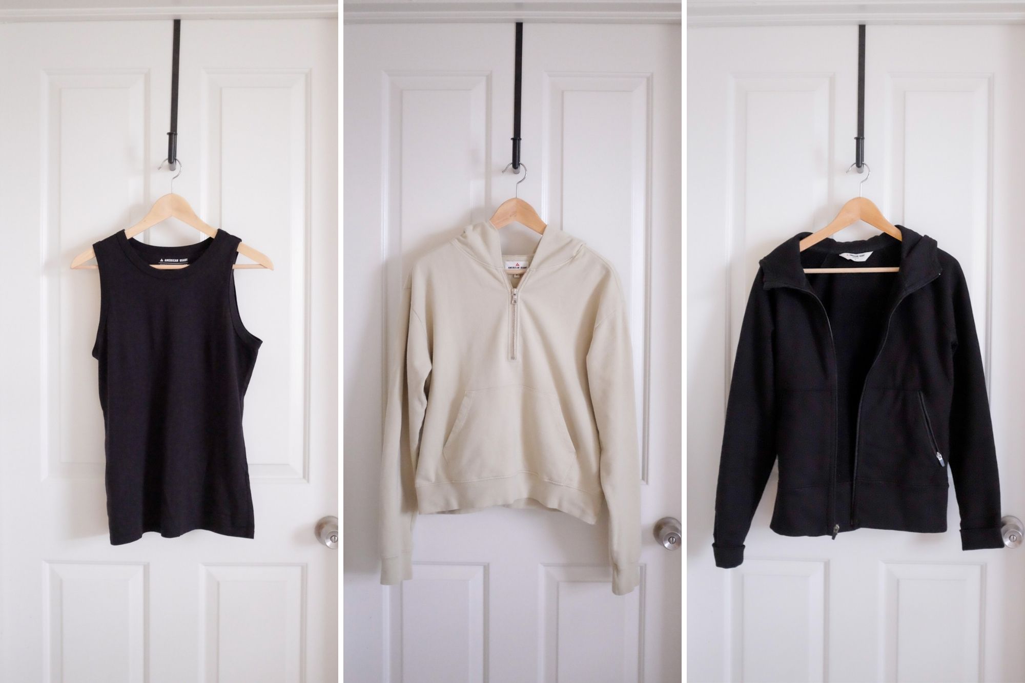 All three garments on a hanger