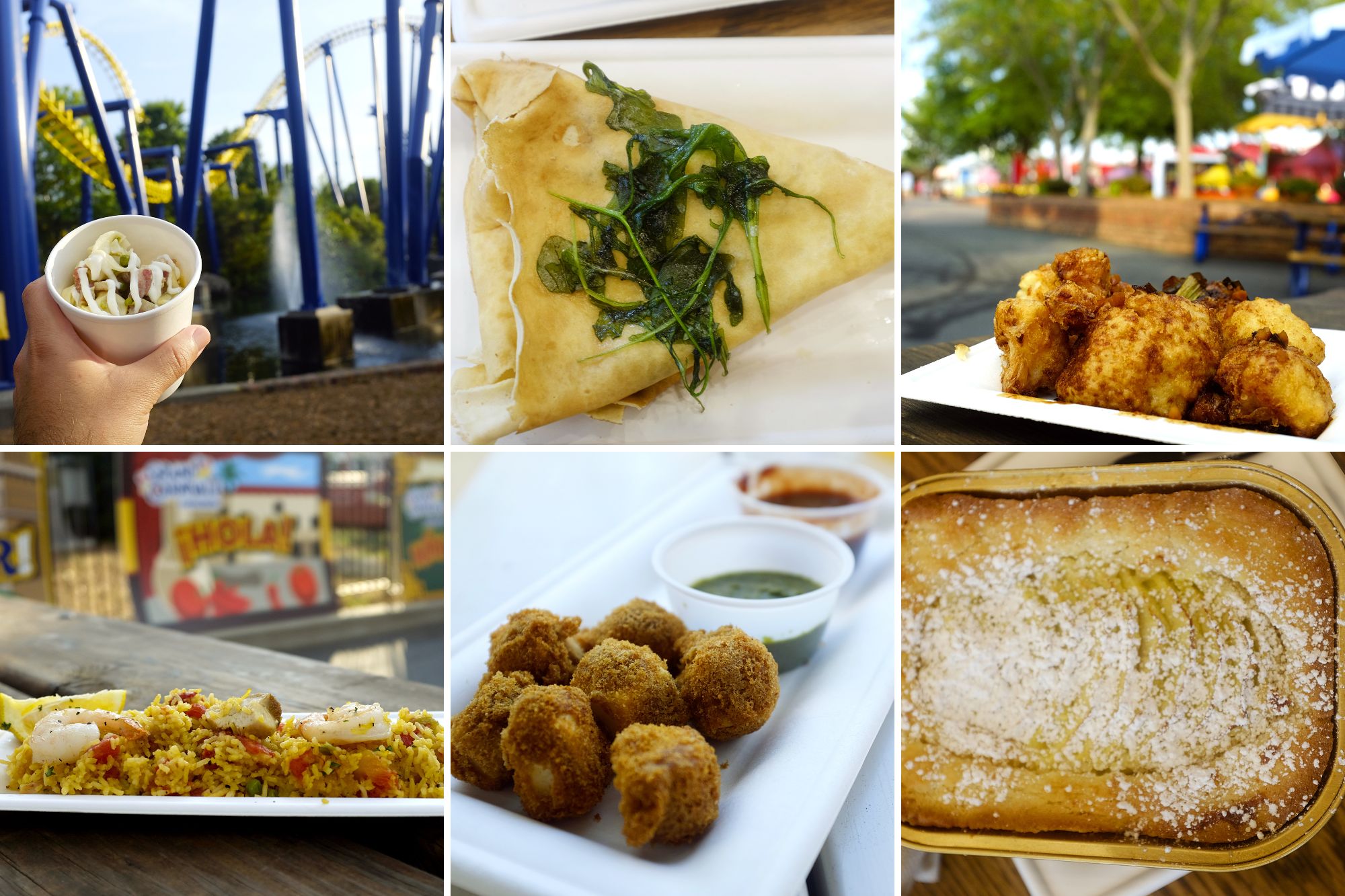 Collage of food from Grand Carnivale