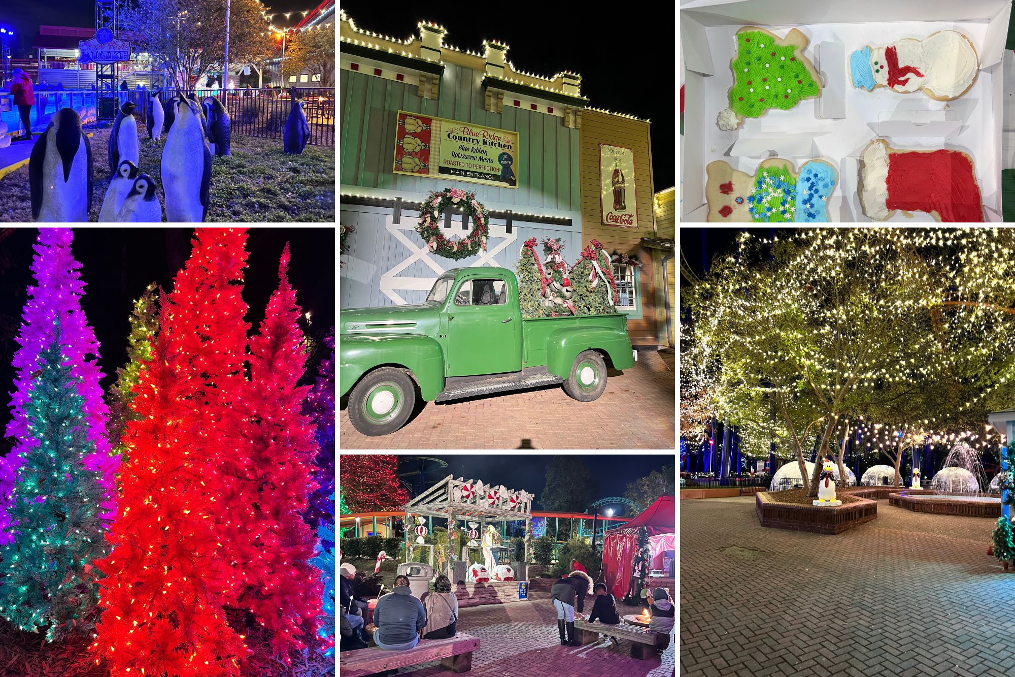 Collage of images from Carowinds' WinterFest in 2022
