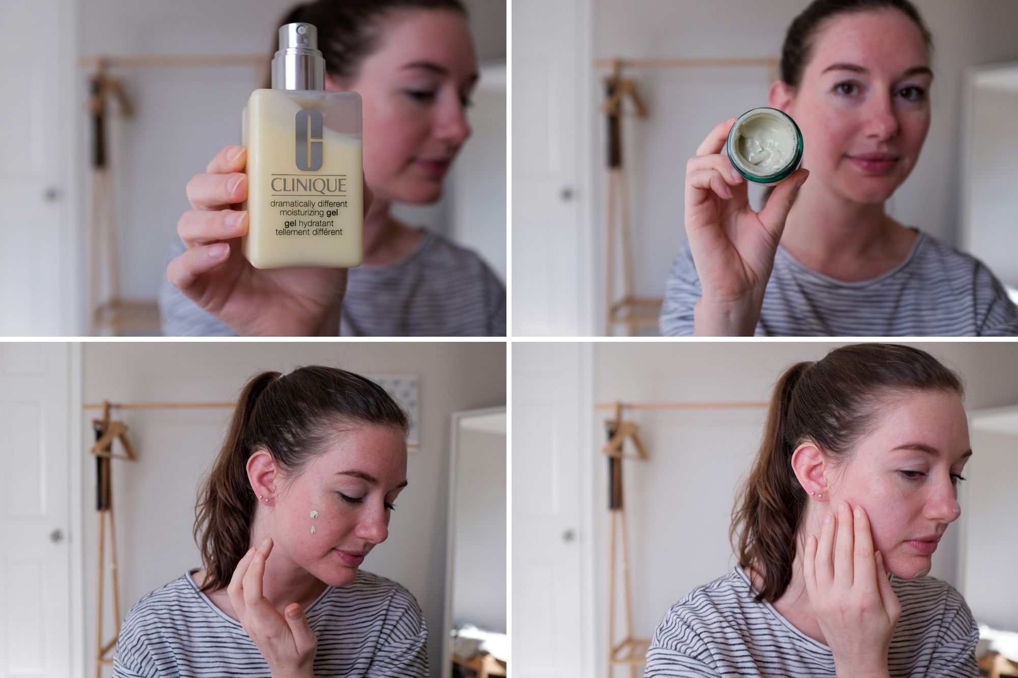 Four photos of Alyssa applying the product