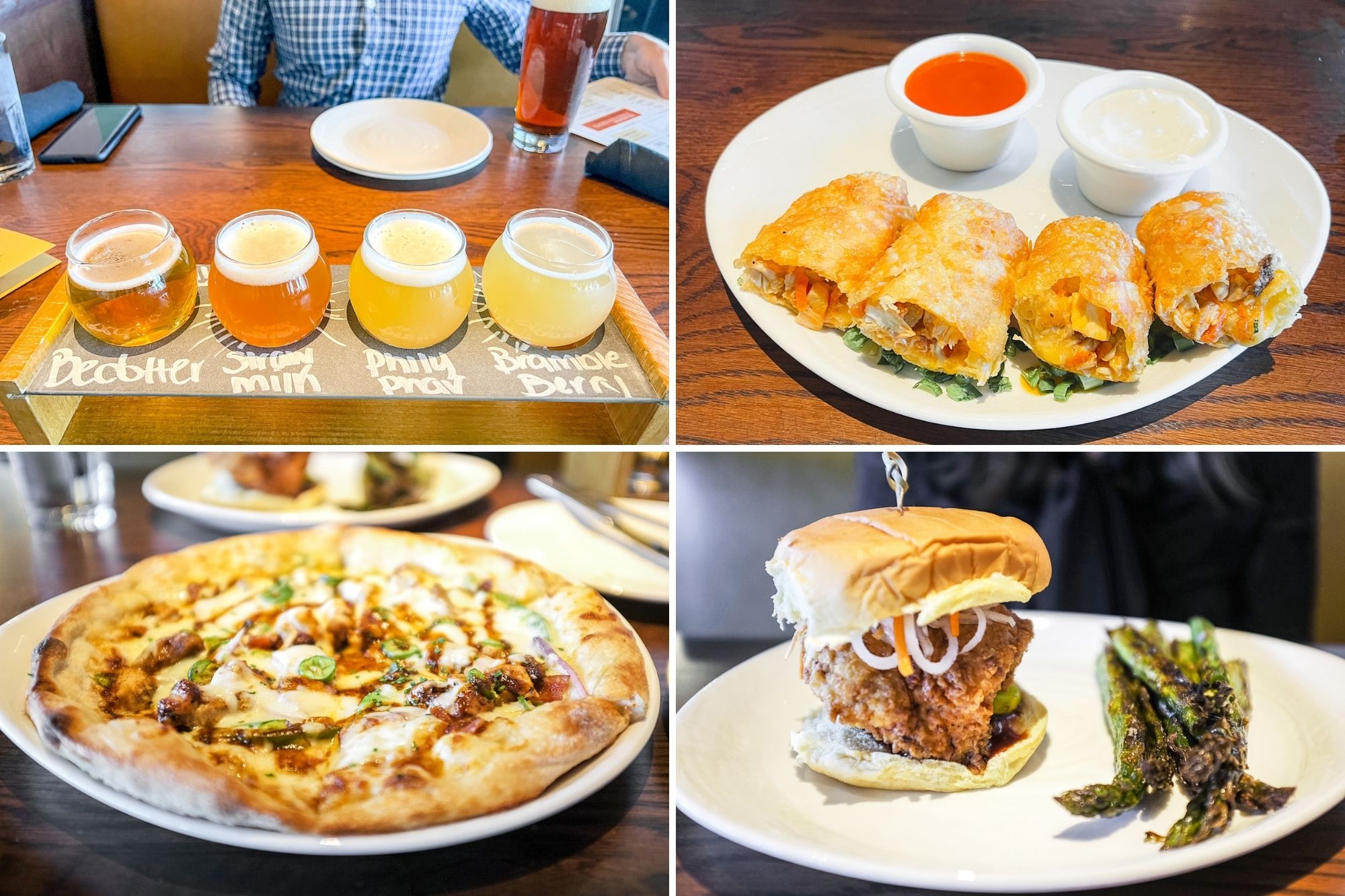 collage of food and drink at Iron Hill