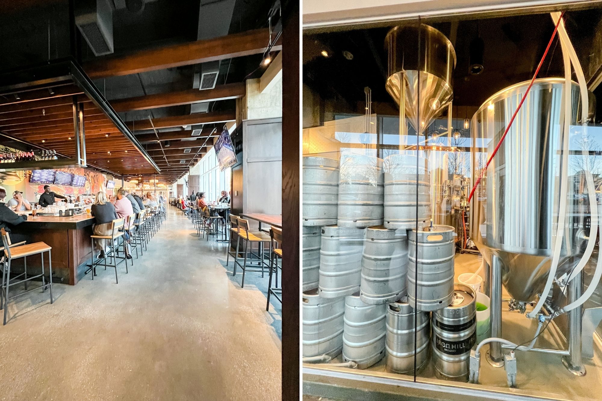 interior and brewing equipment at Iron Hill