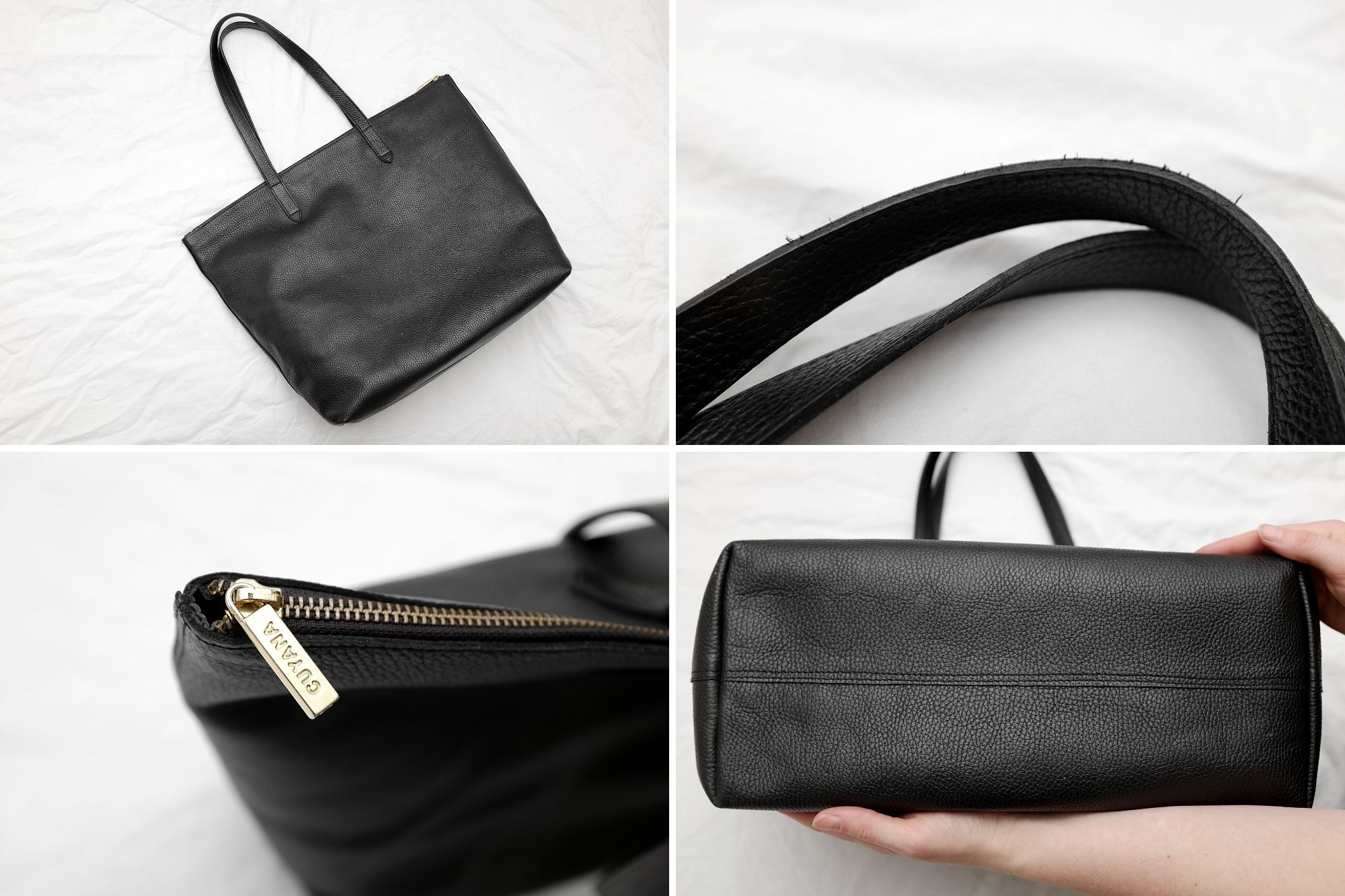 Different angles of the bag against a white backdrop