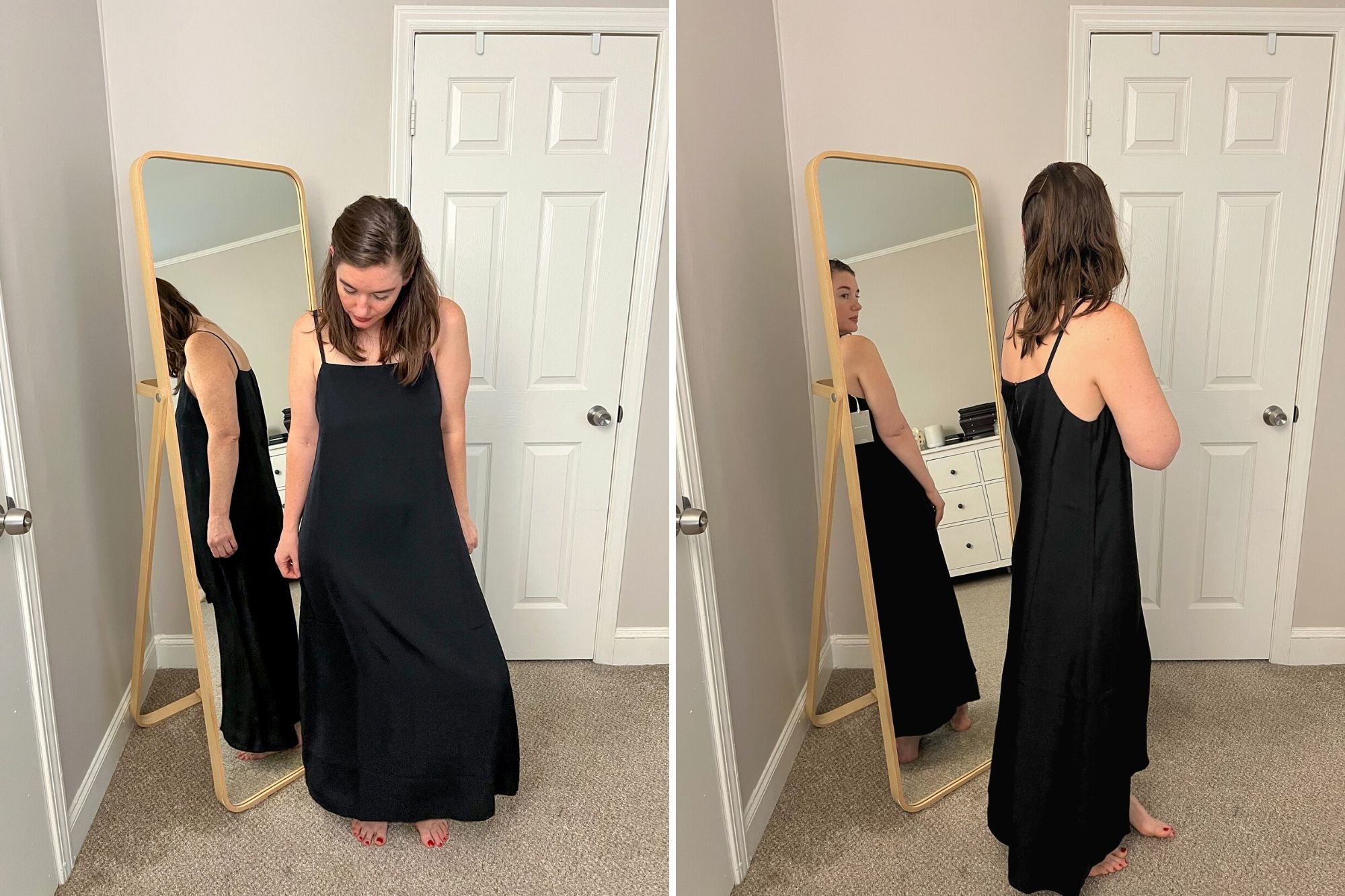 Alyssa wears the dress in two images