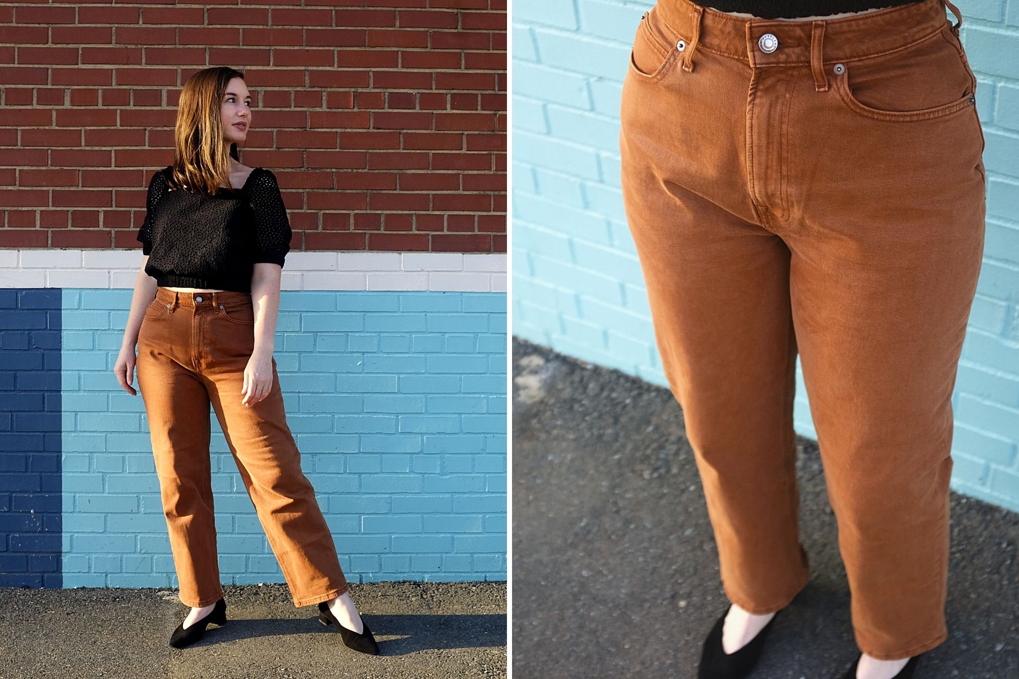 Alyssa wears The Curvy Way-High Jean℅ in two images