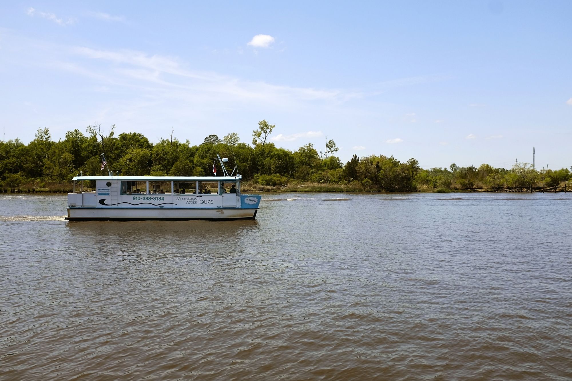 A view of the tour boat on the river