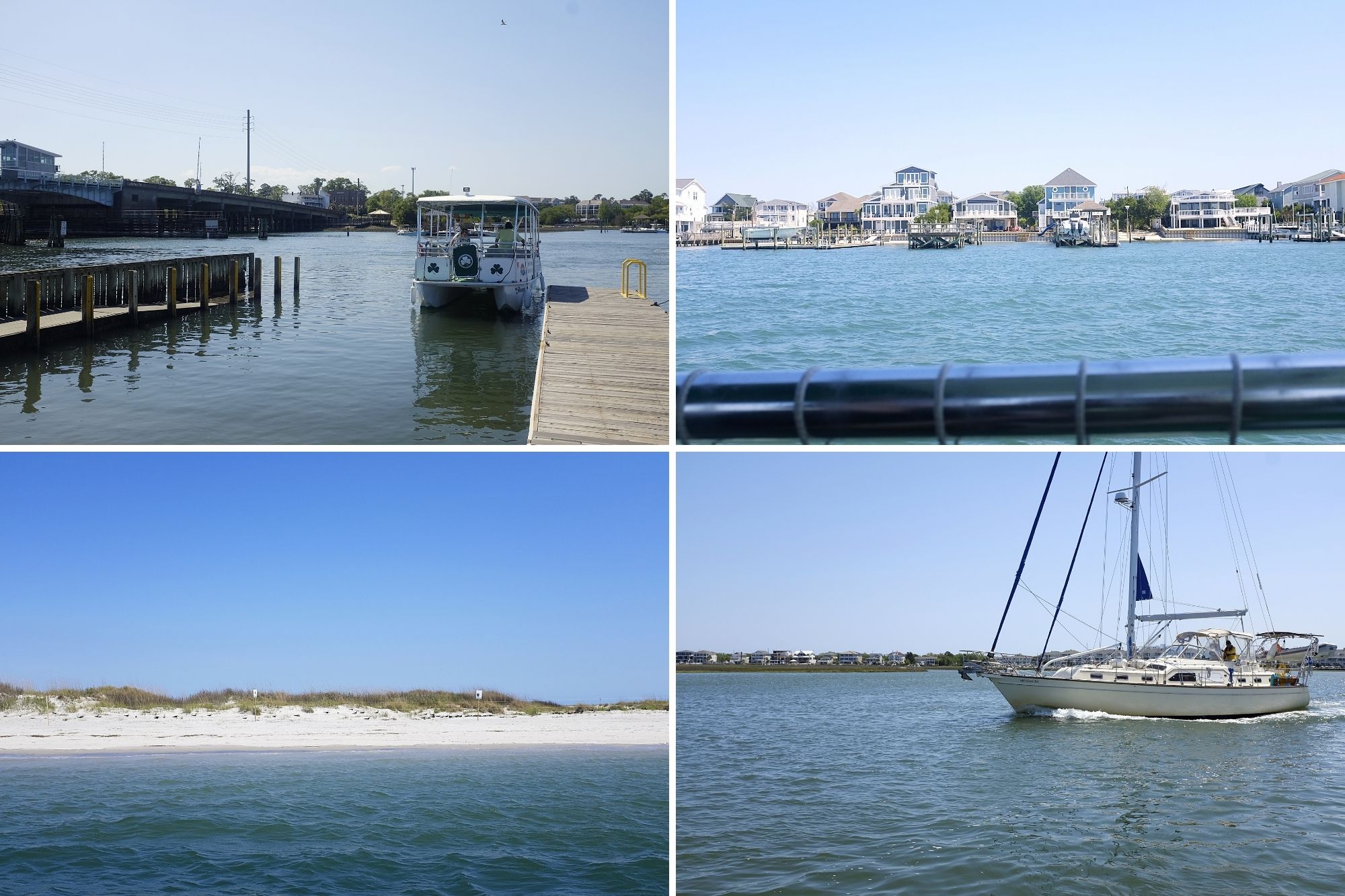 Collage of the boat for the tour, and sights from the tour