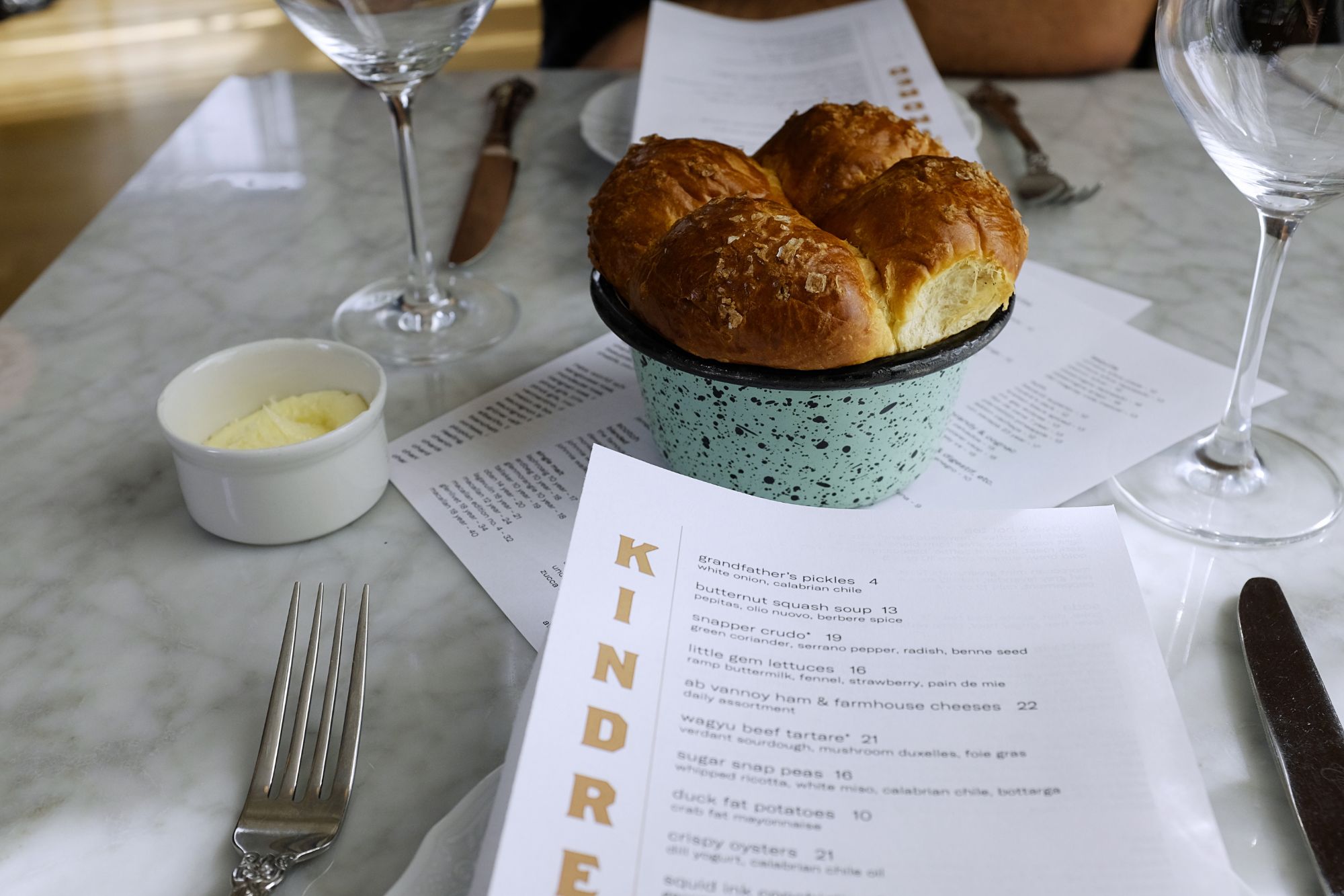 Milkbread on the table at Kindred