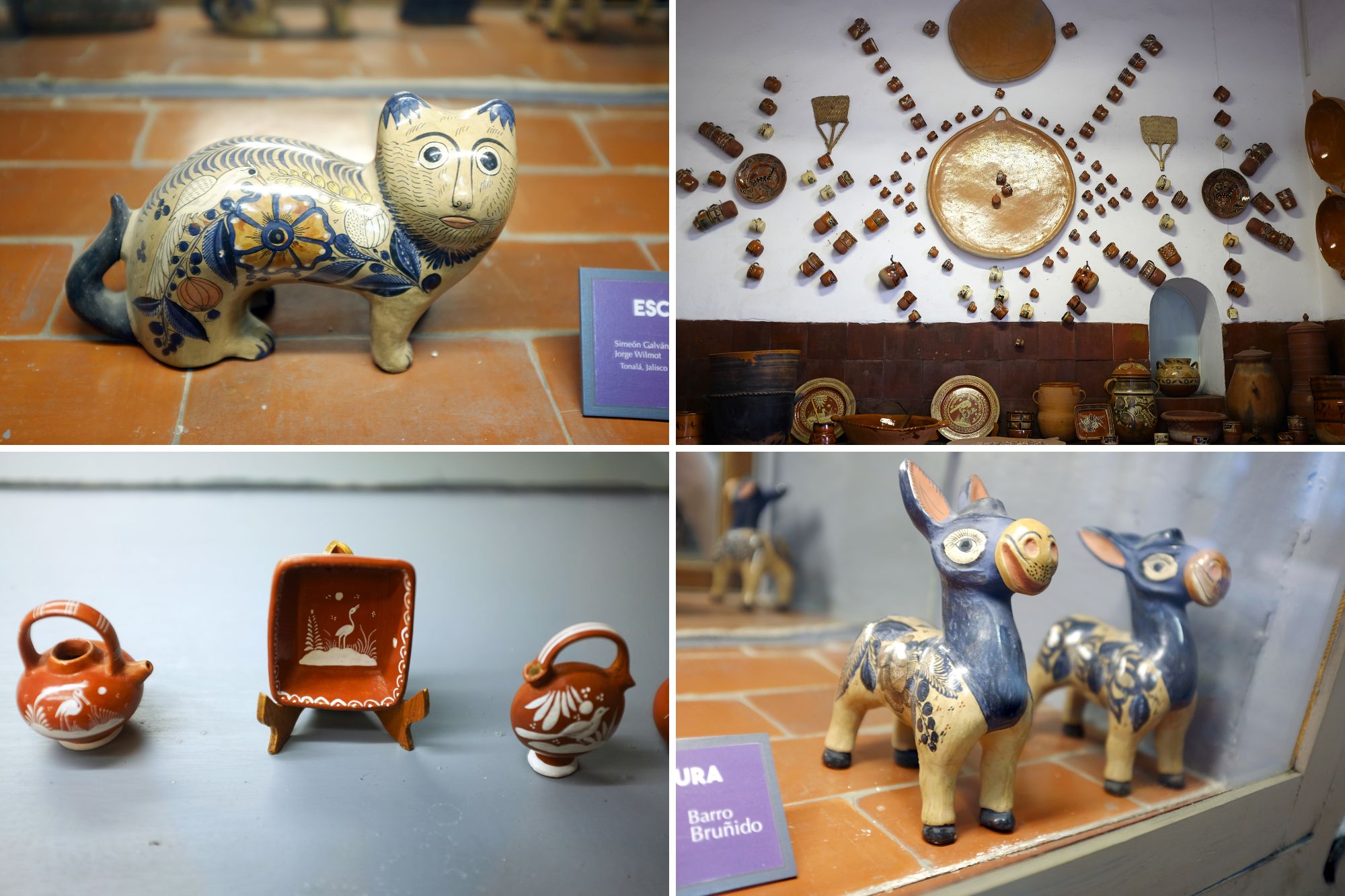 Collage of ceramics from the Ceramics museum in Tlaquepaque