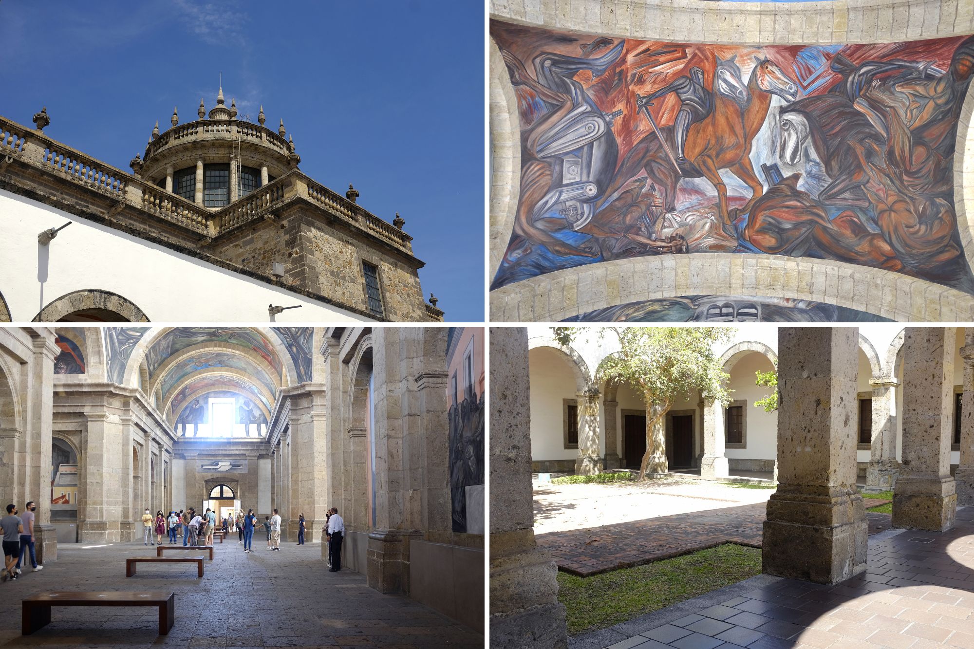 Views of Hospicio Cabañas buildings and artworks
