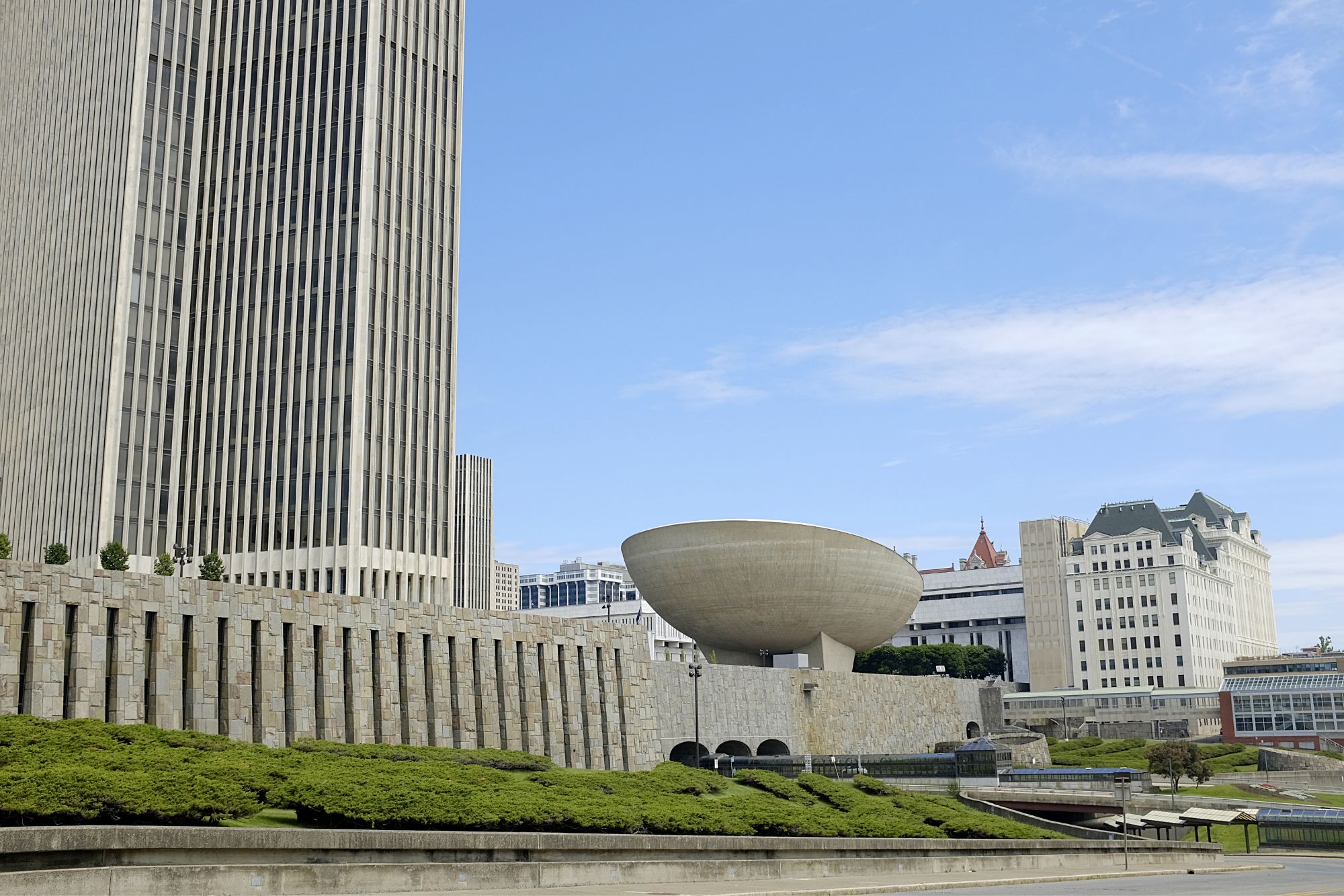 View of The Egg, the Capitol and more of Albany's skyline