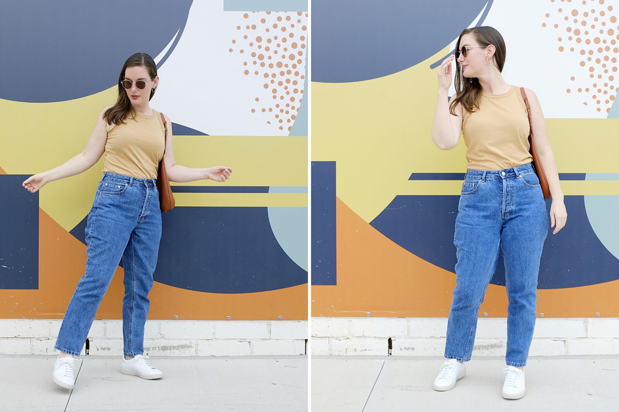 Alyssa wears Everlane's The Organic Cotton Cutaway Tank with denim