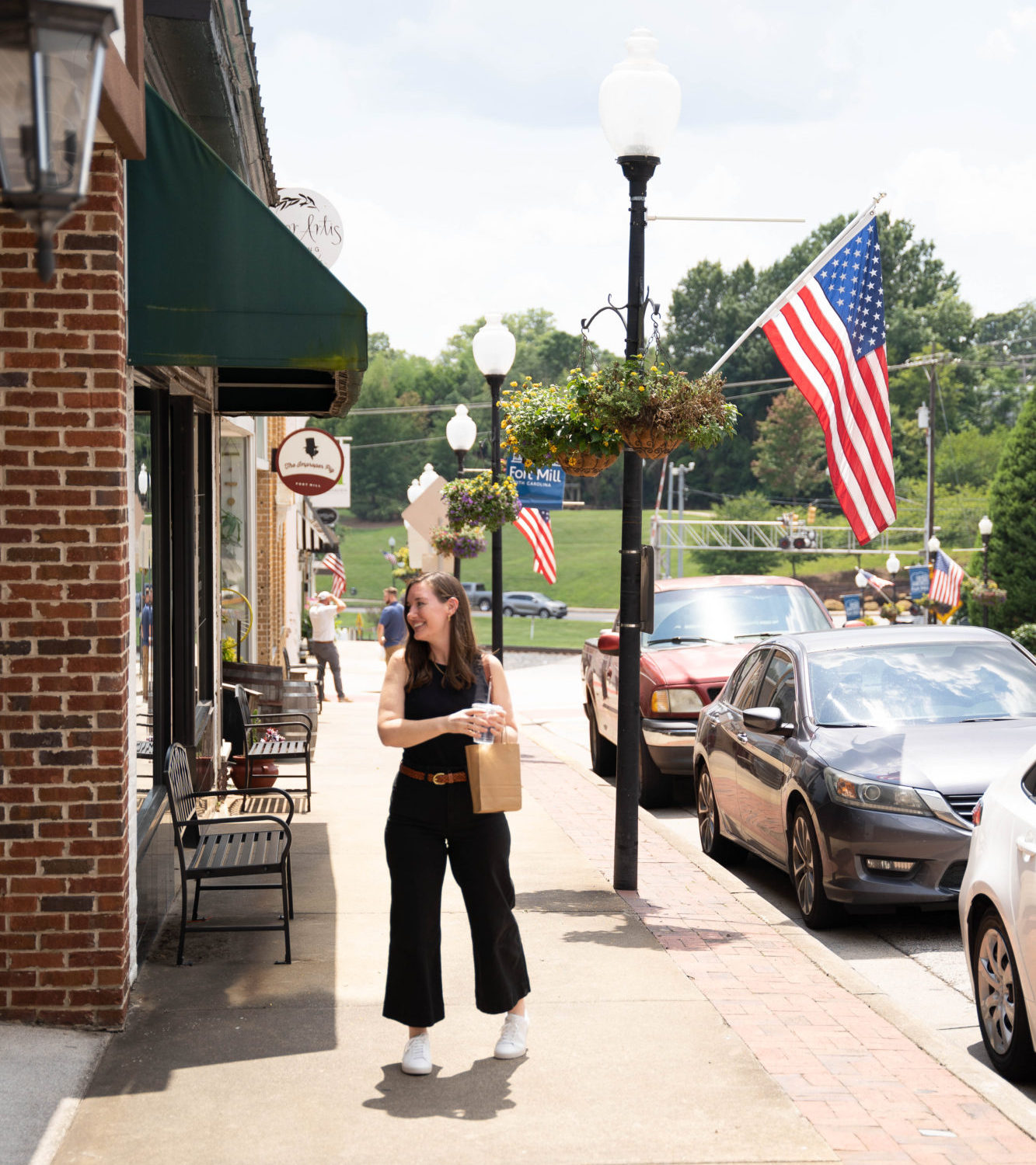 Alyssa stands in downtown Fort Mill