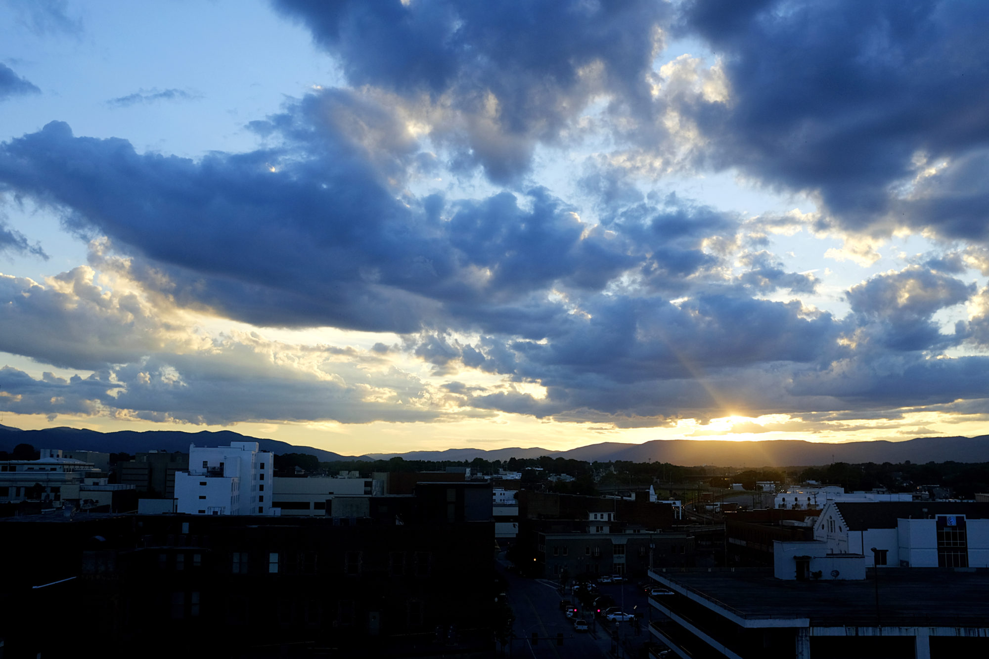 The sun sets over Roanoke