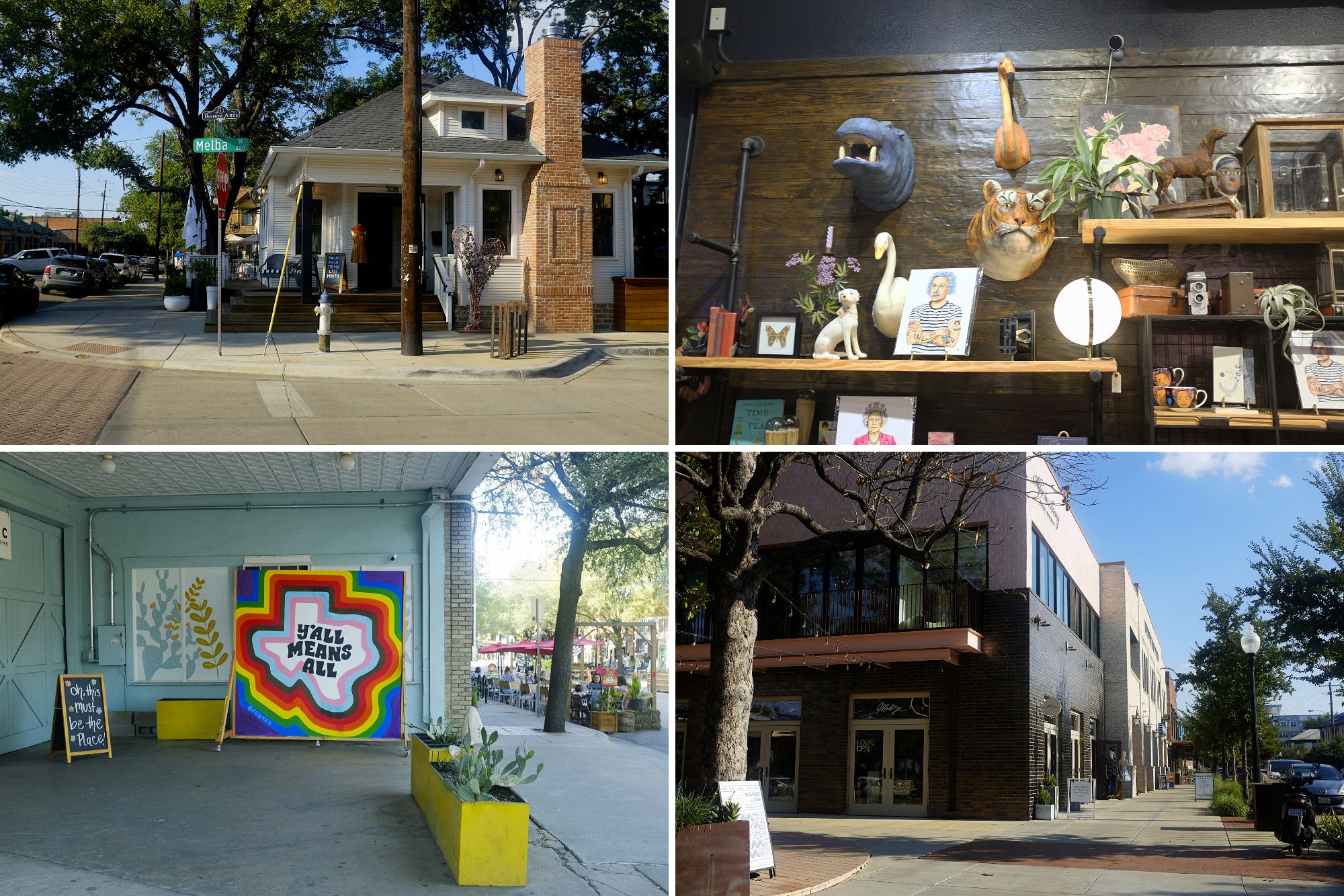 Exterior and interior of shops in the Bishop Arts District