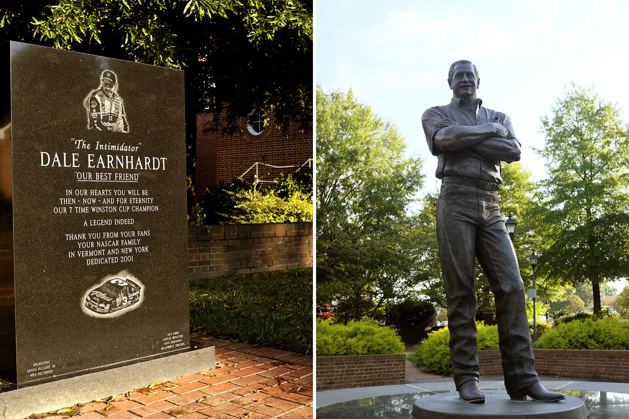 Plaque and Statue honoring Dale Earnhardt in Kannapolis