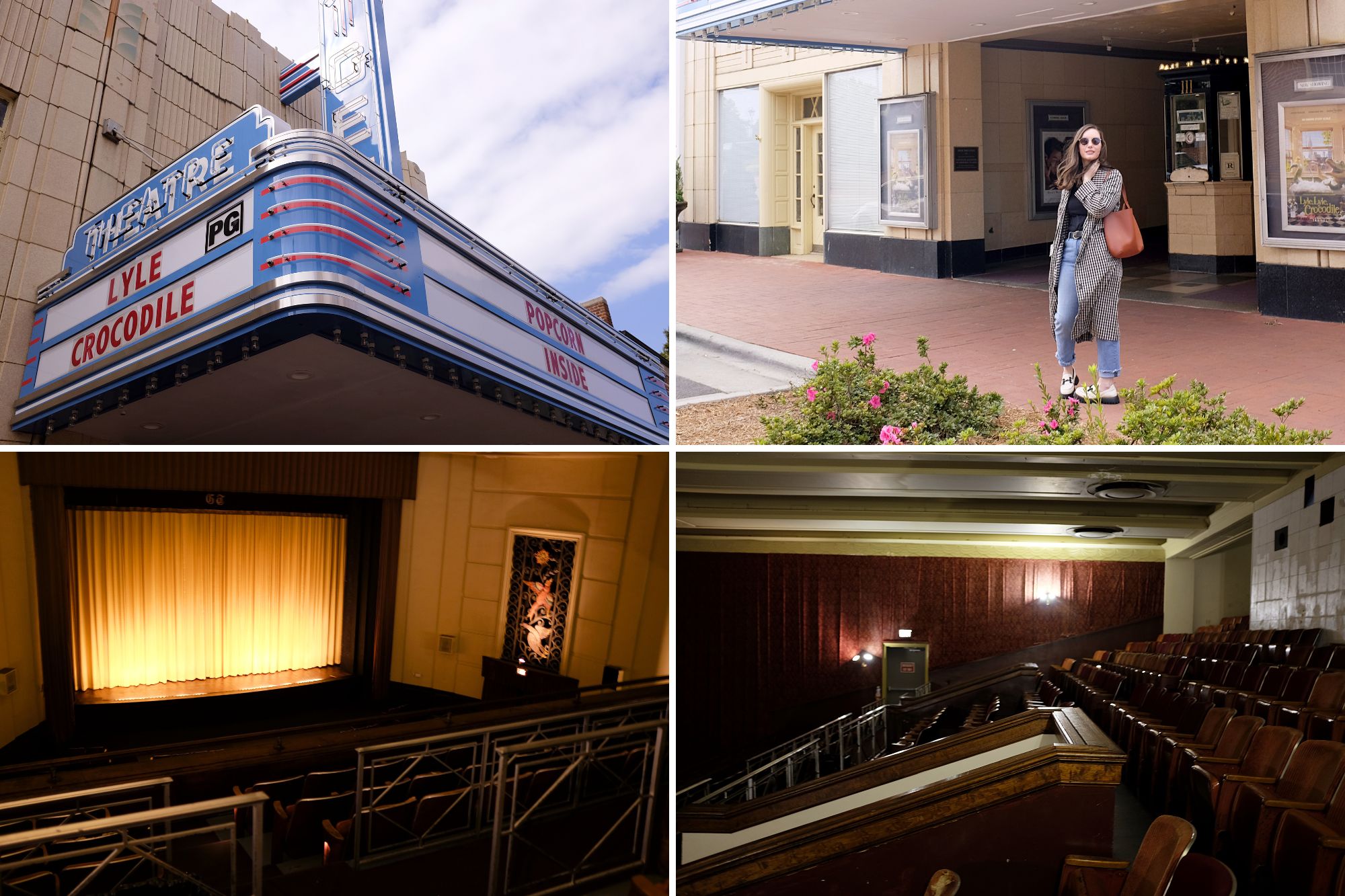 Collage of the outside and inside of the Gem Theatre