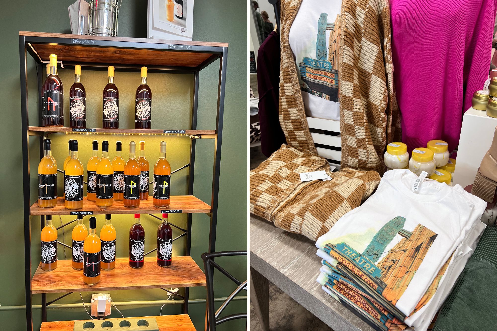 Left: honey at Cannon Honey Mill | Right: clothing at Adair