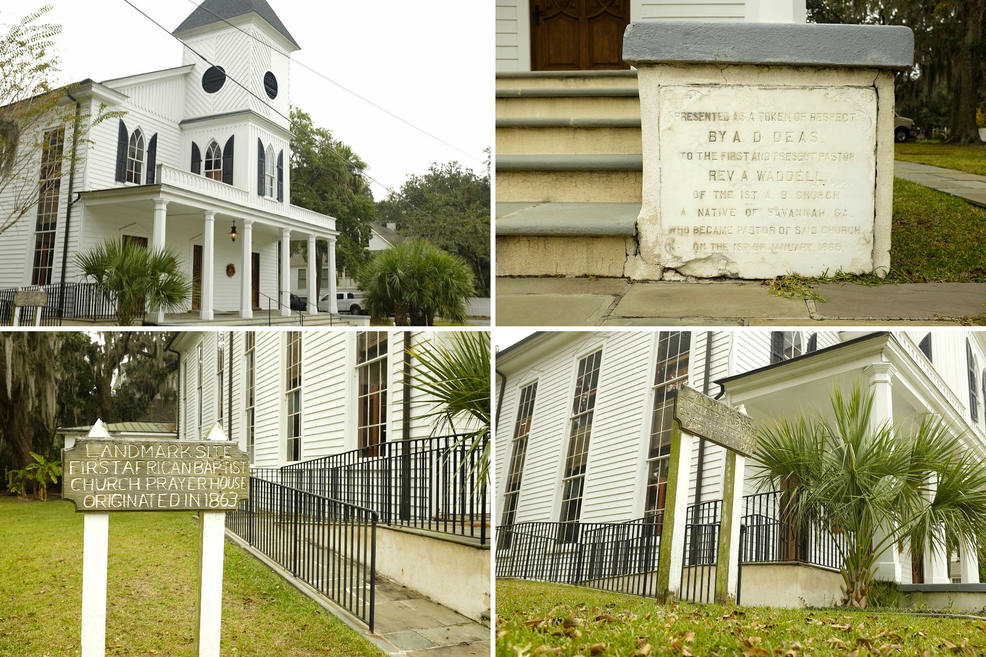 Collage of images at the First African Baptist Church in Beaufort