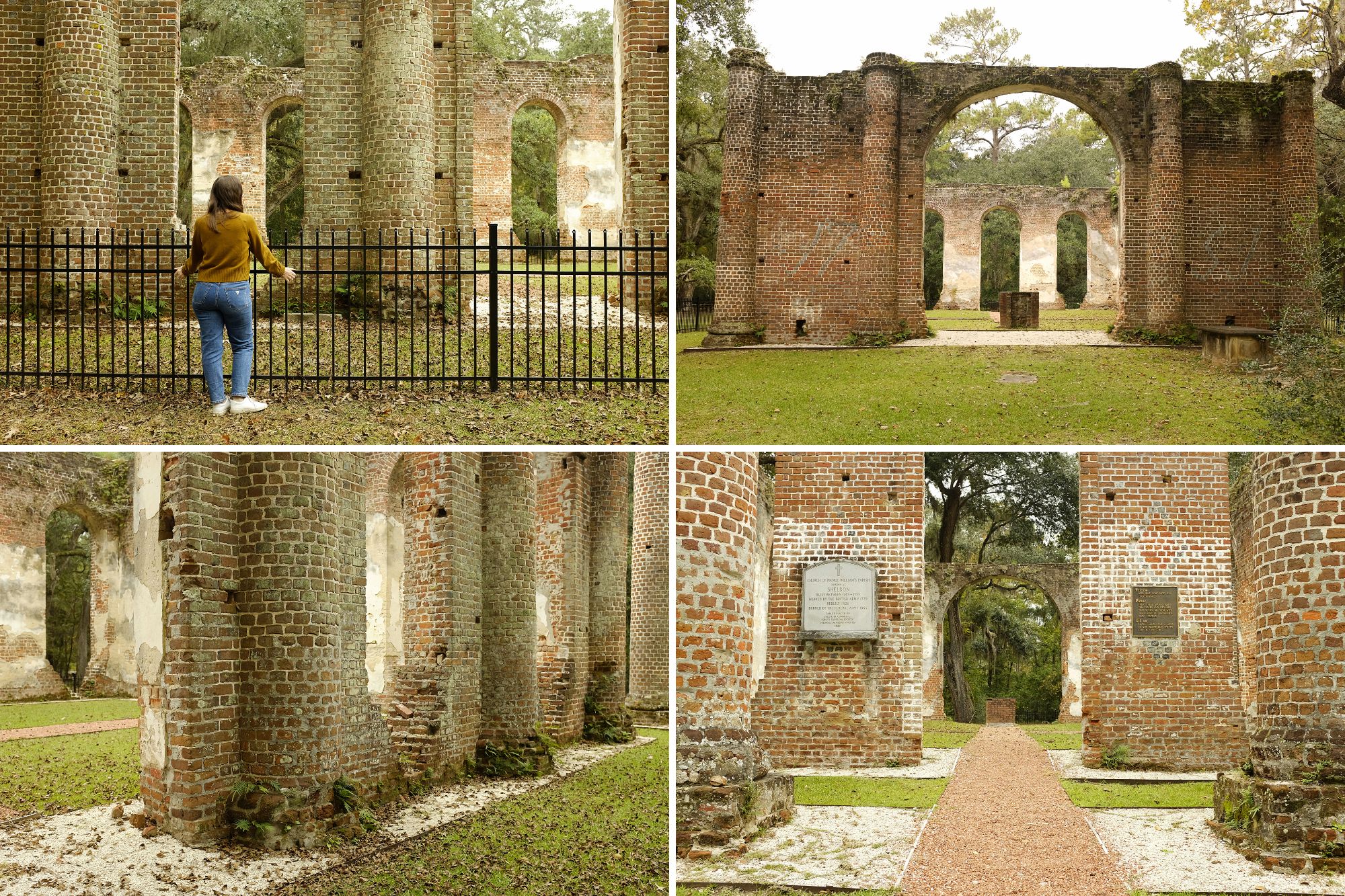 Collage of images at Old Sheldon Church Ruins