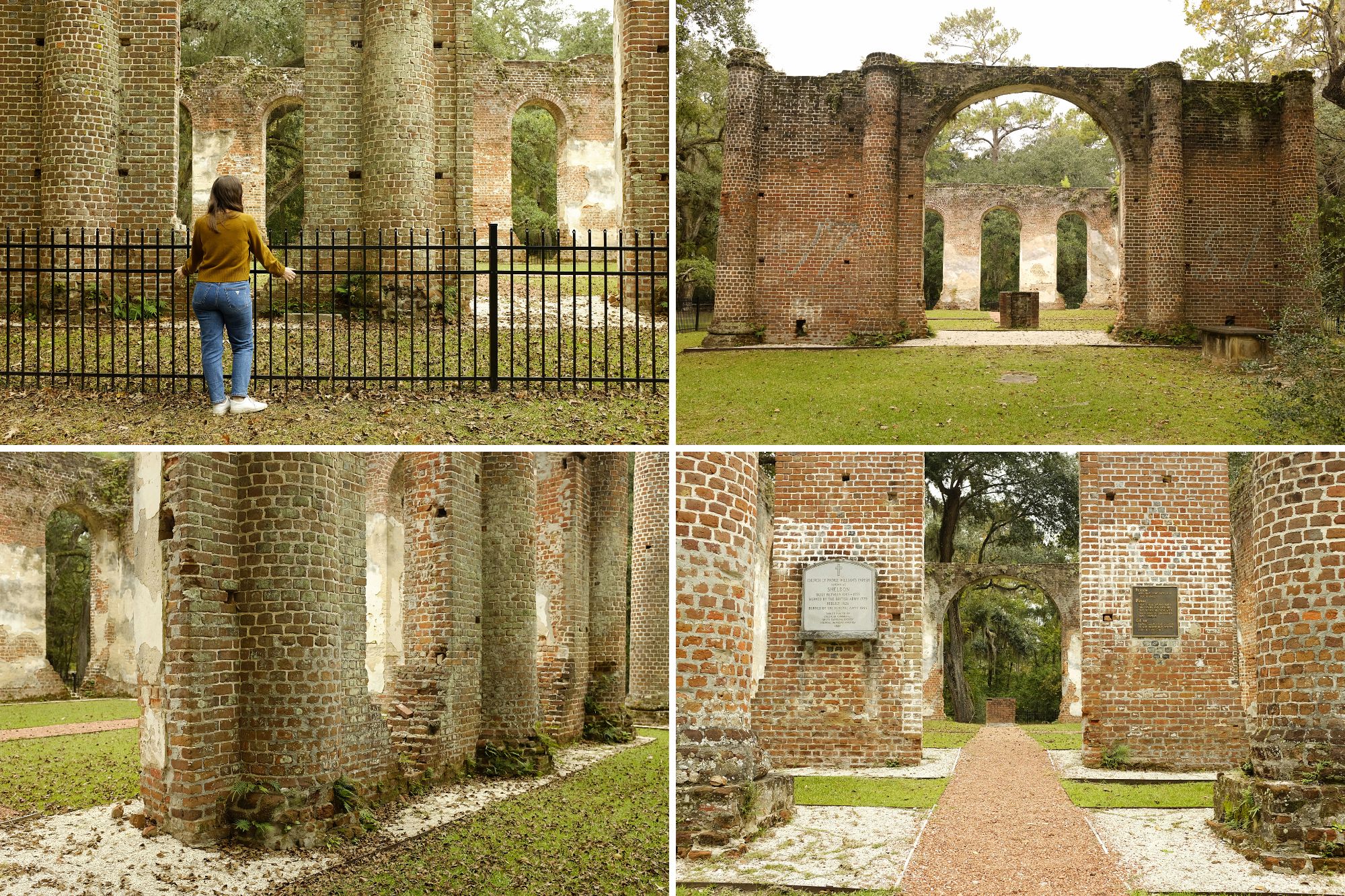 Collage of images at Old Sheldon Church Ruins