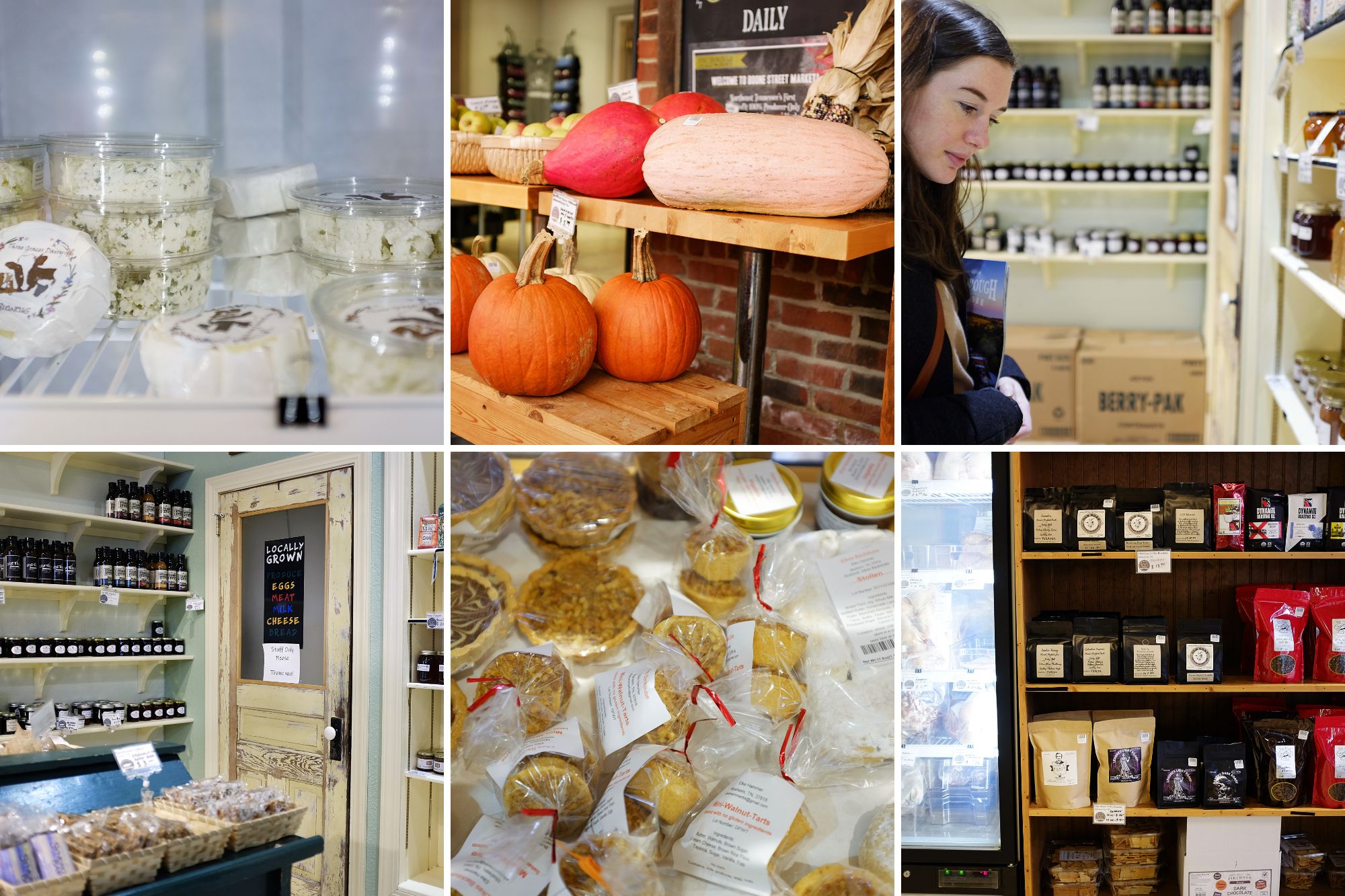 Collage of goods available in Boone Street Market