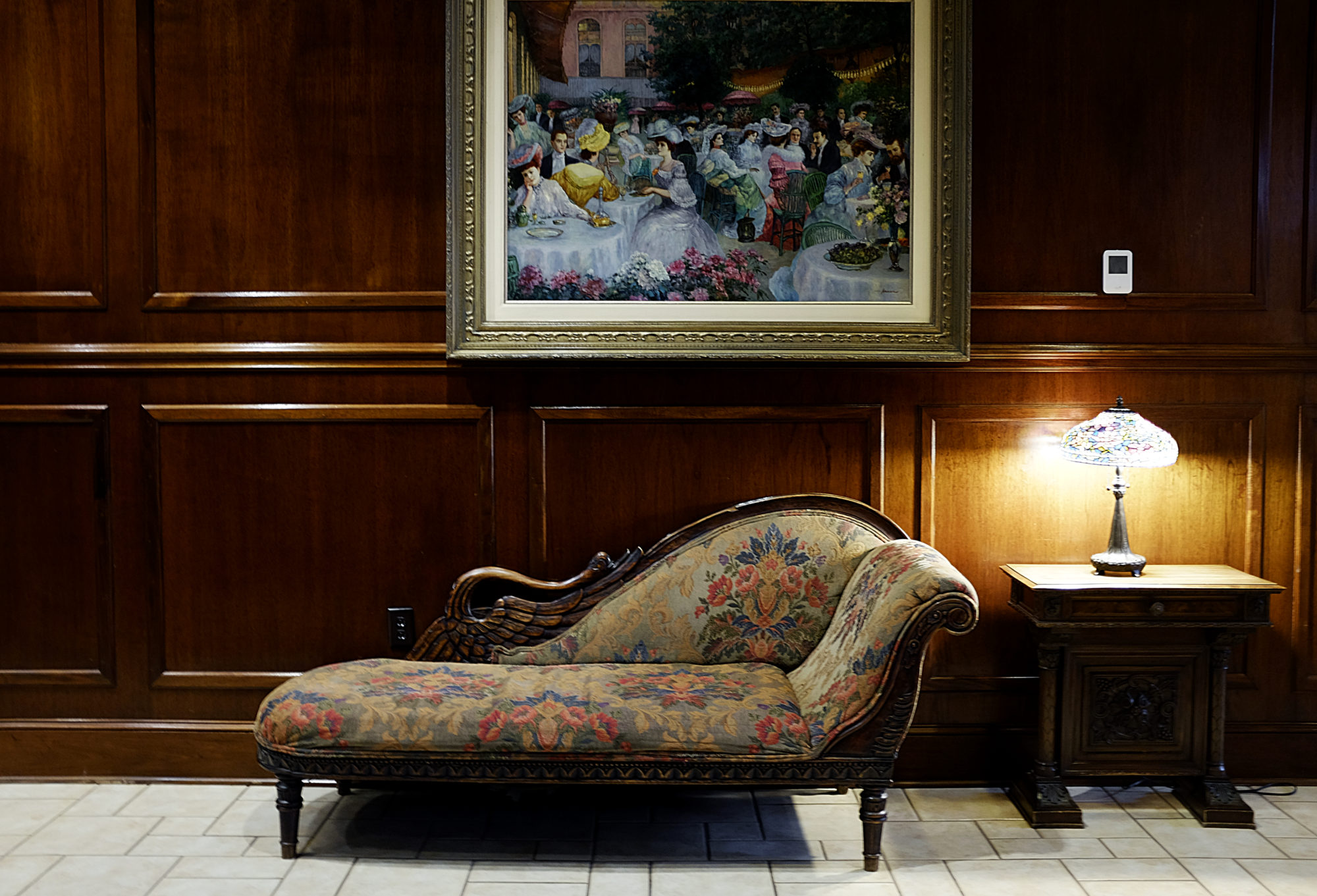 An antique chair in the Carnegie Hotel