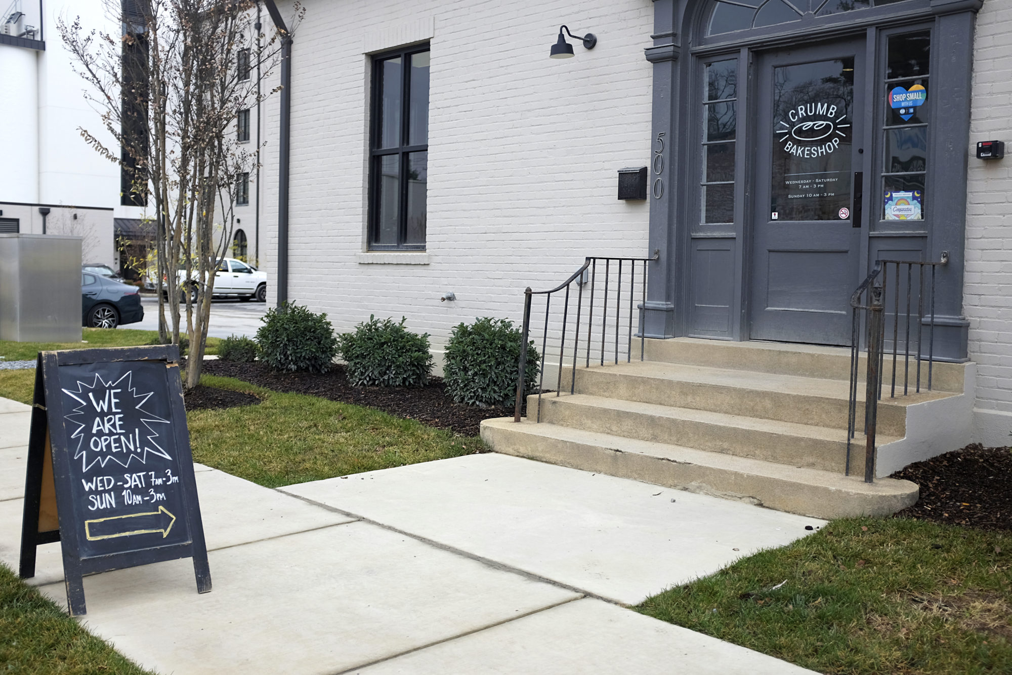 The entrance to Crumb Bakeshop in Johnson City