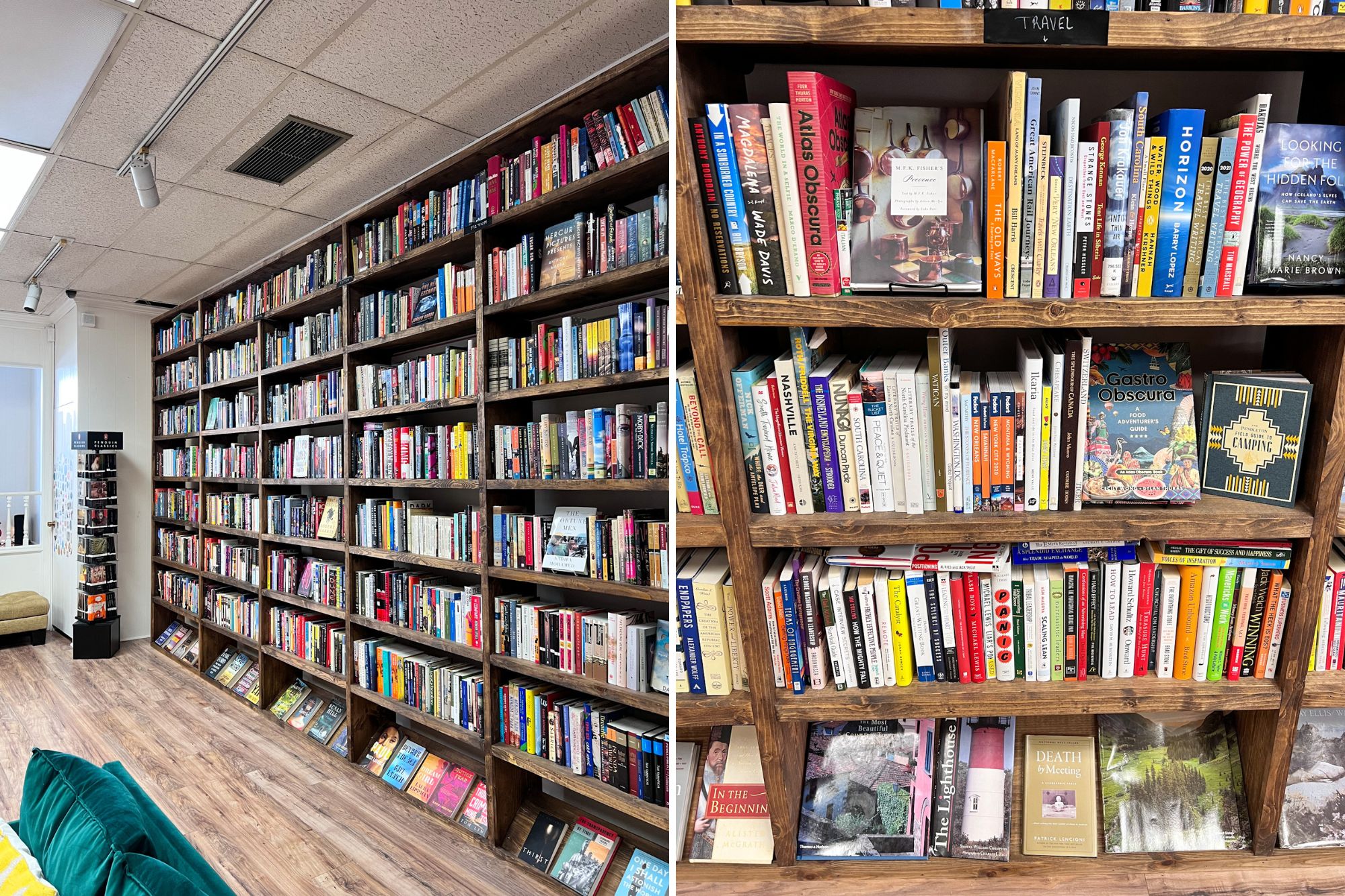 Rows and rows of books on the shelf at Goldberry Books