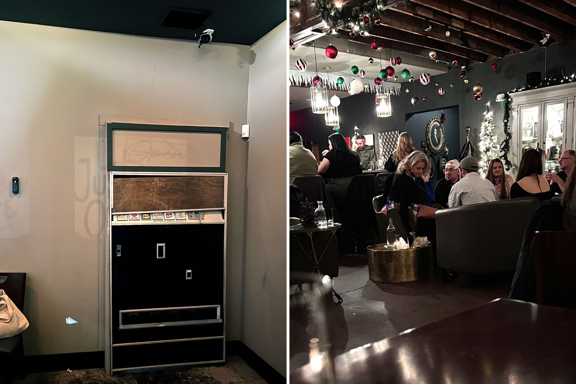 Left: Entrance to The Windsor Speakeasy; right: inside the speakeasy