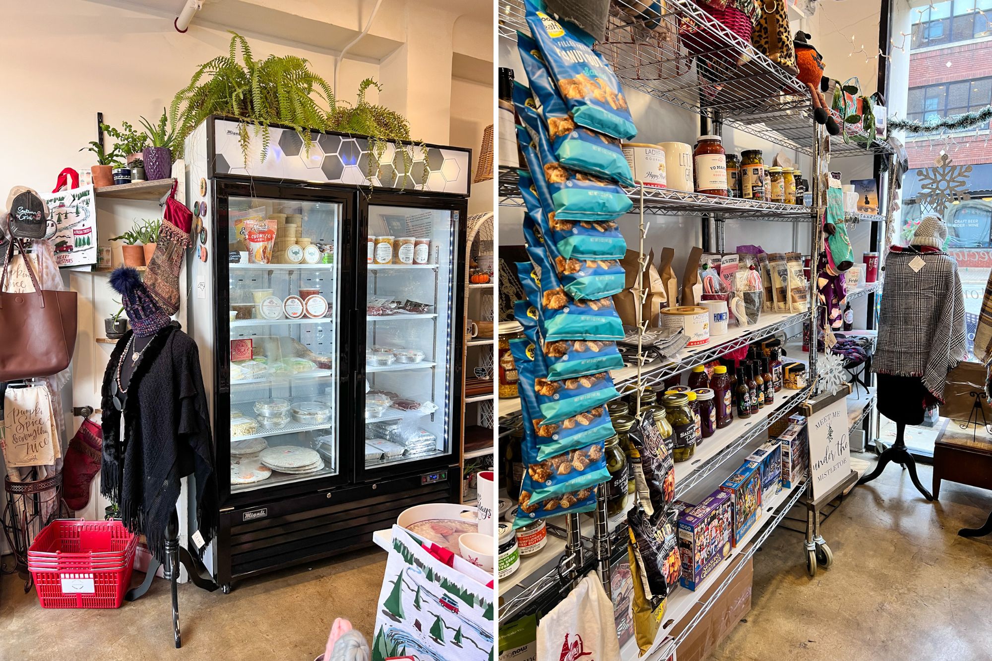 Shelves stocked with local foods and other items at Union Street Market