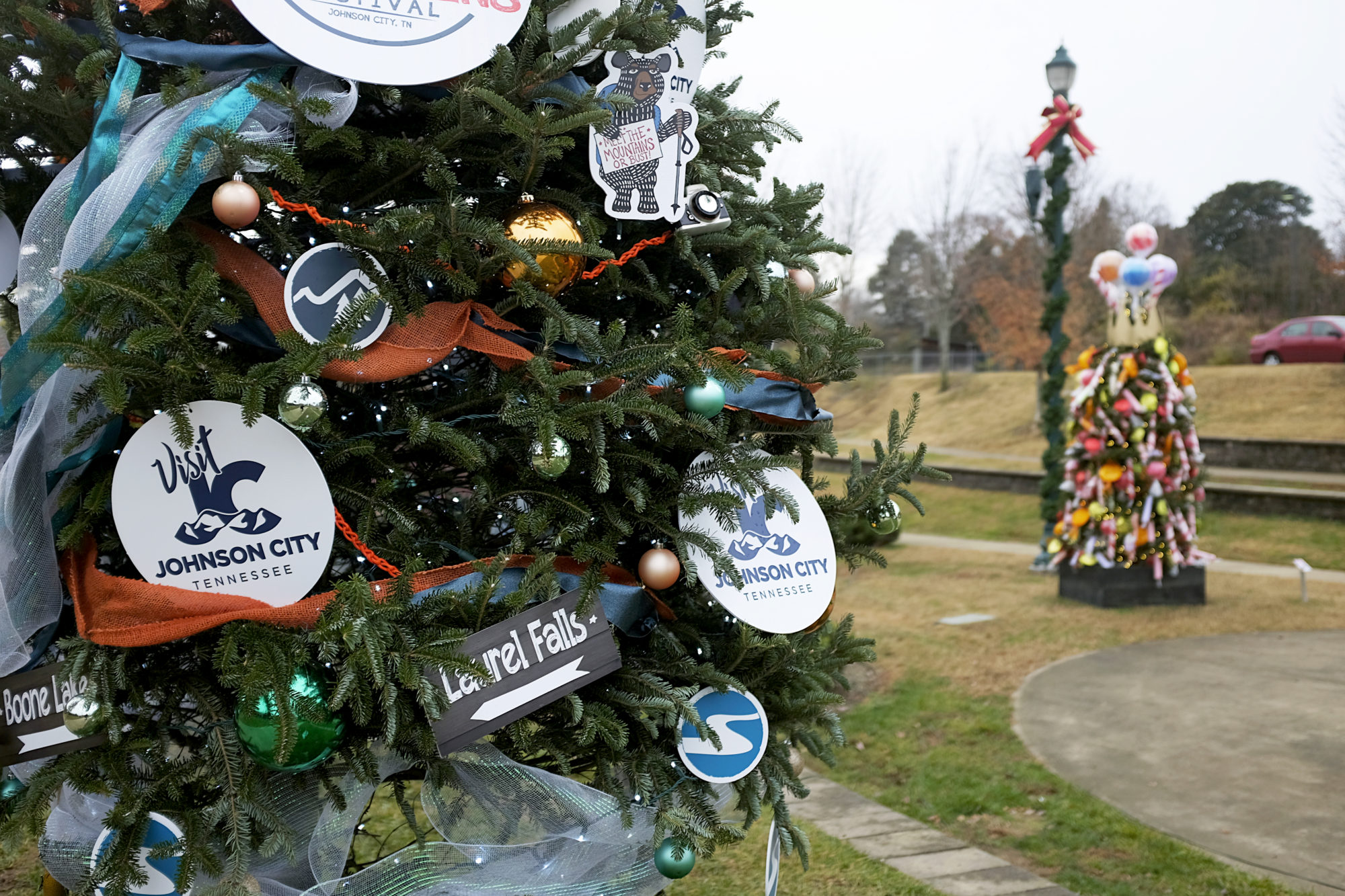 the Visit Johnson City tree at Candy Land Christmas
