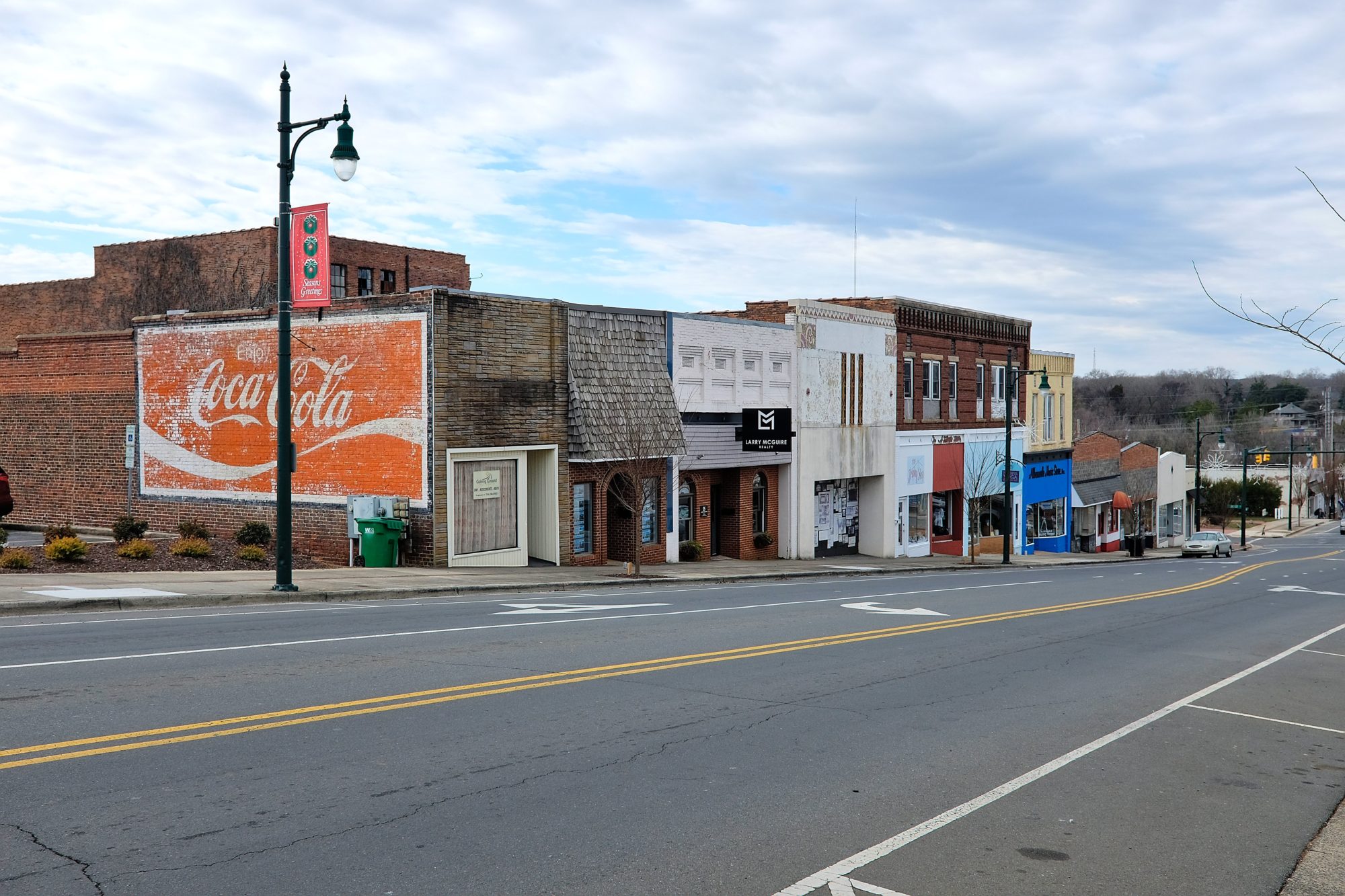 Block of small businesses in Albemarle, NC