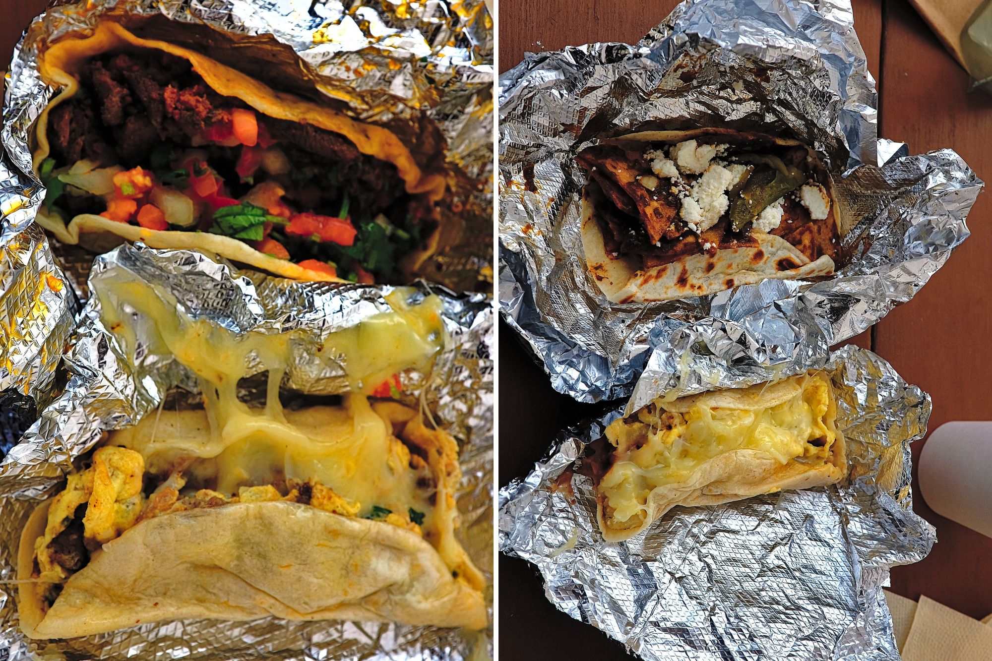 Four breakfast tacos from Granny's Tacos