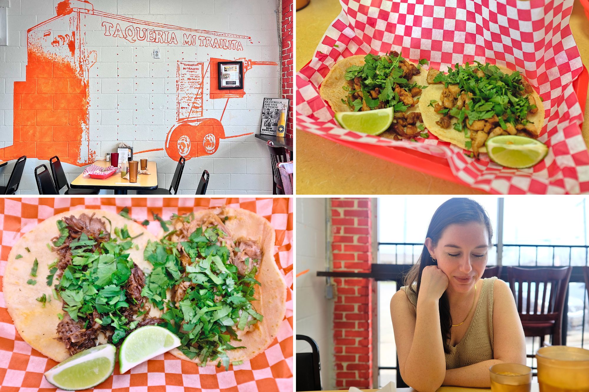 Collage of the food and interior at Taqueria Mi Trailita