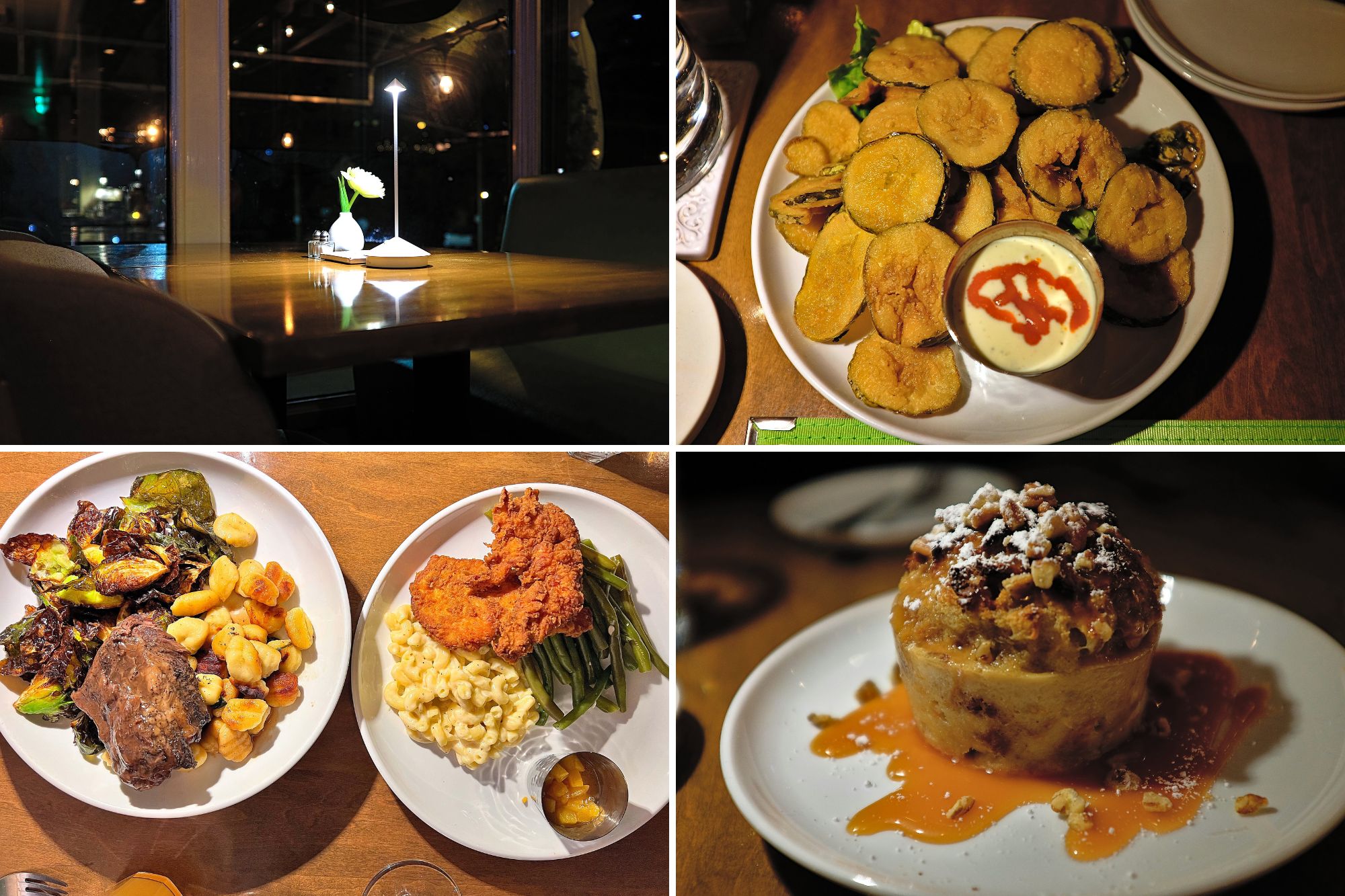 A collage of the dining experience at Mozelle's