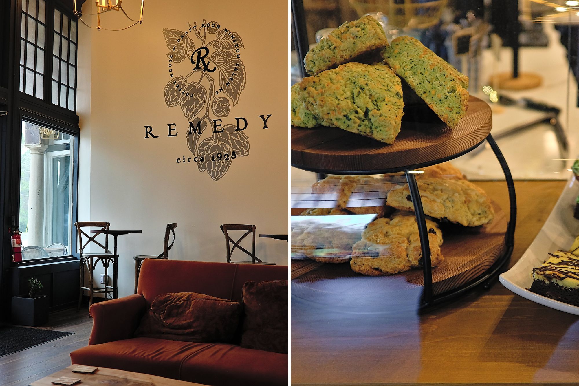 The Remedy Cafe and Bar interior and pastries