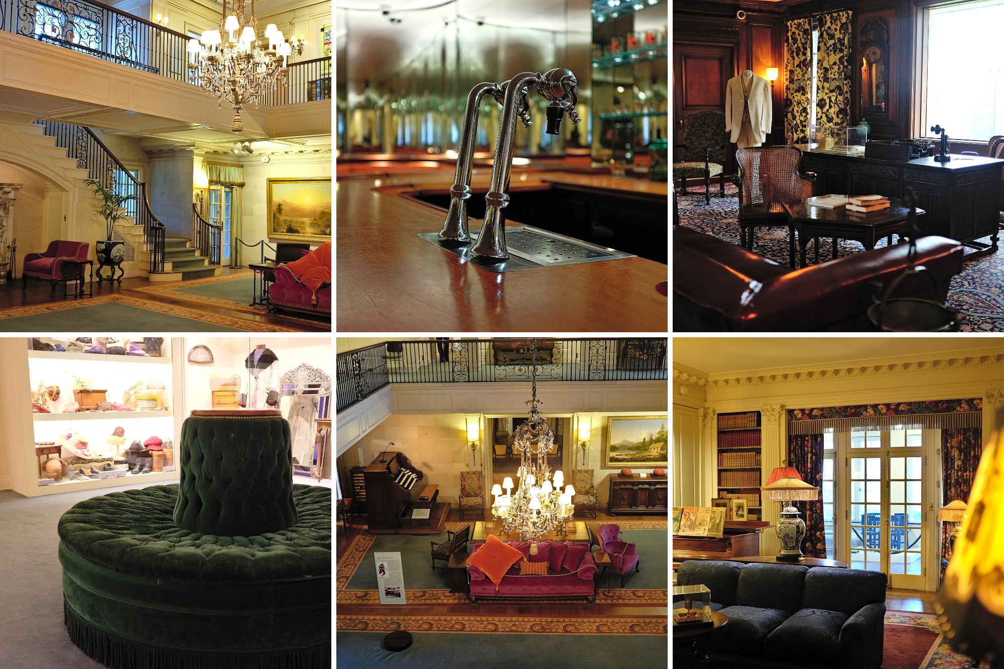 Collage of the interiors of Reynolda House