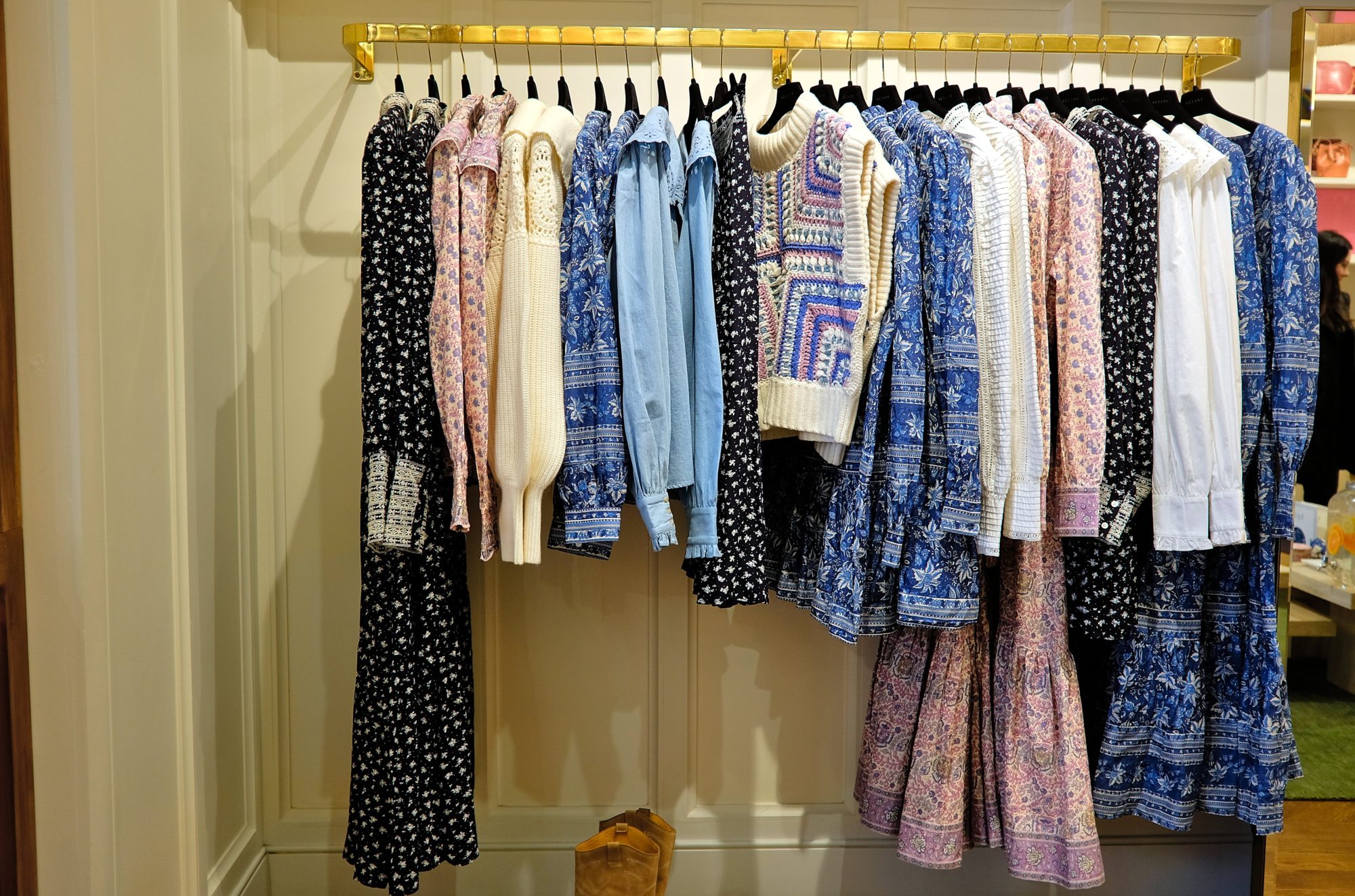 A rack of clothes at Sezane in NYC