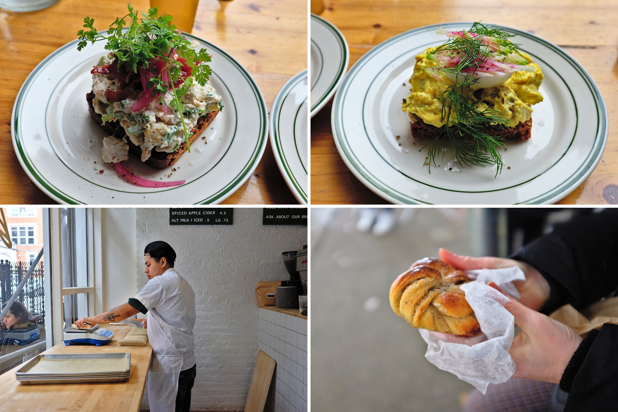 Dishes at Smør and Smør Bakery in NYC